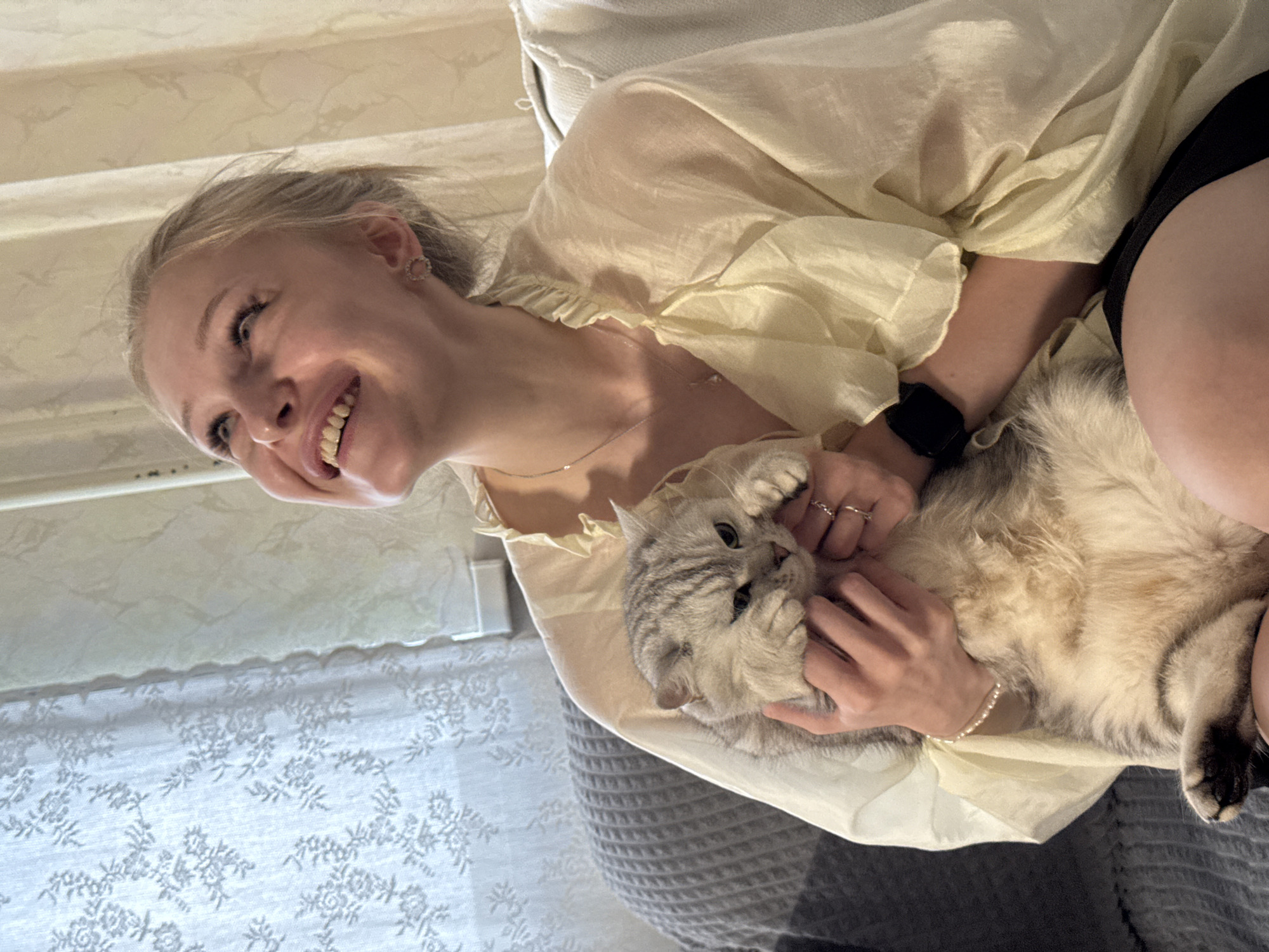 Lazy afternoon with a silver tabby in Perm