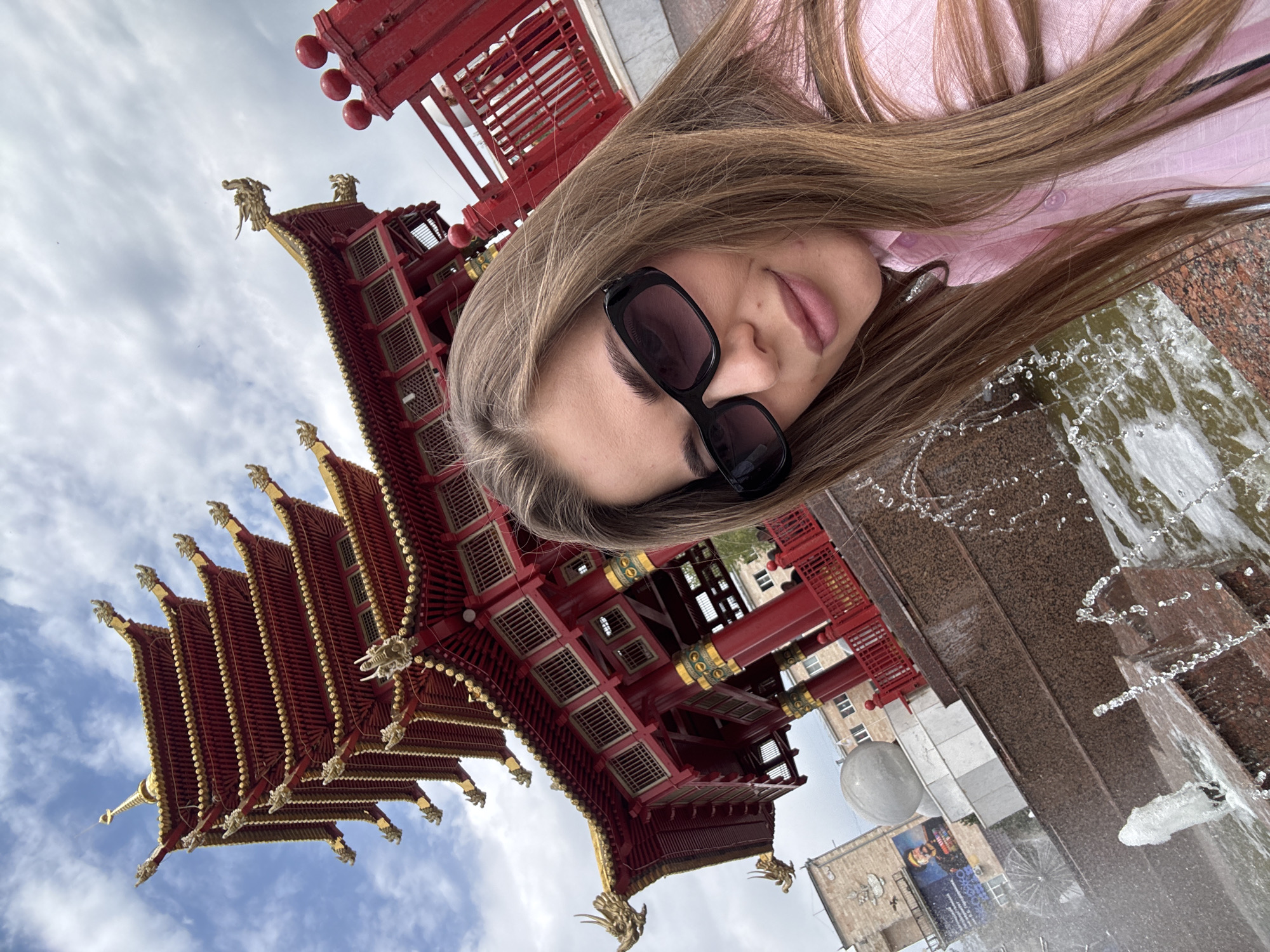 Tourist visits ornate Seven Days Pagoda in Elista