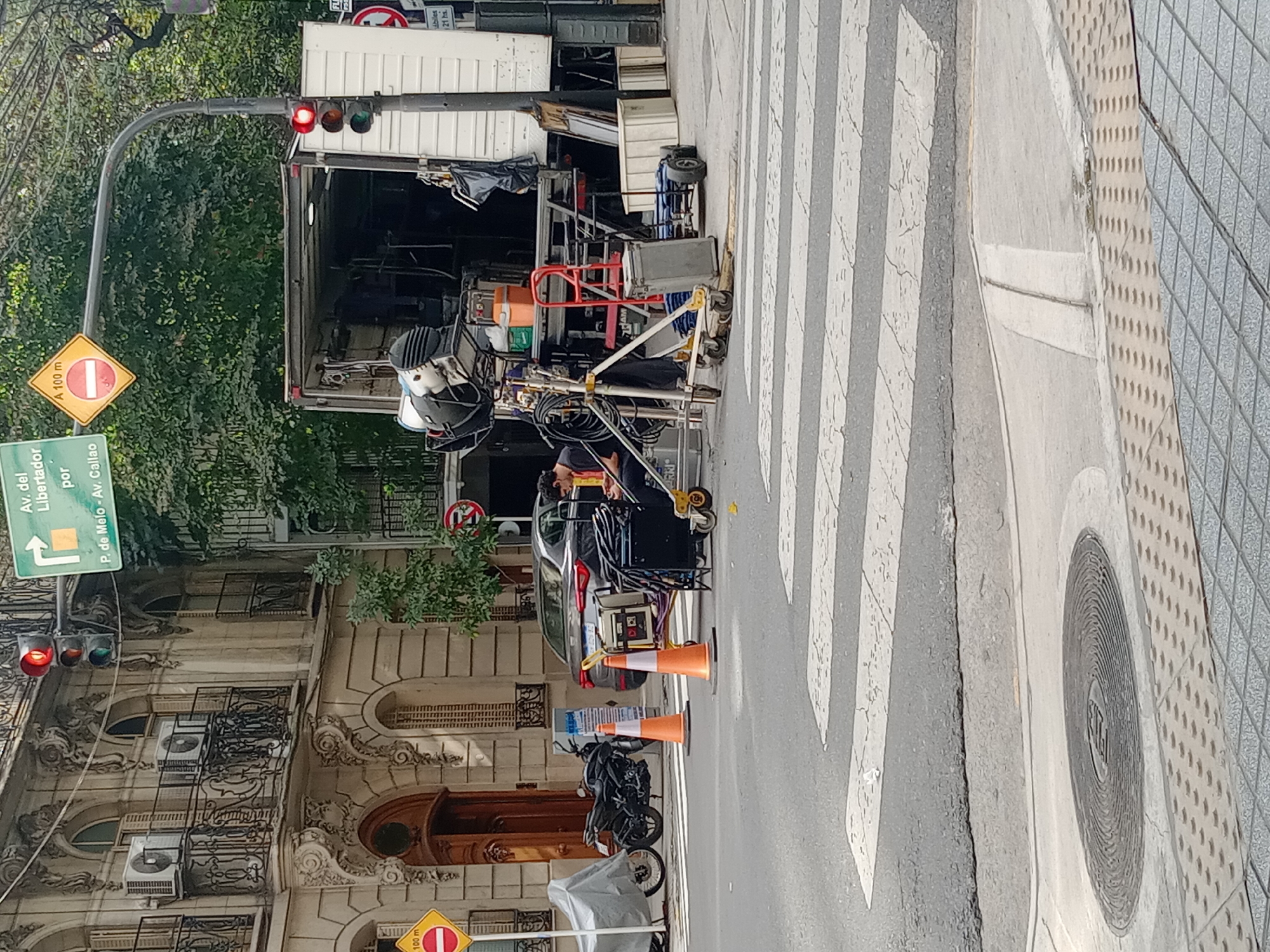 Film crew with mobile equipment observed on Buenos Aires street