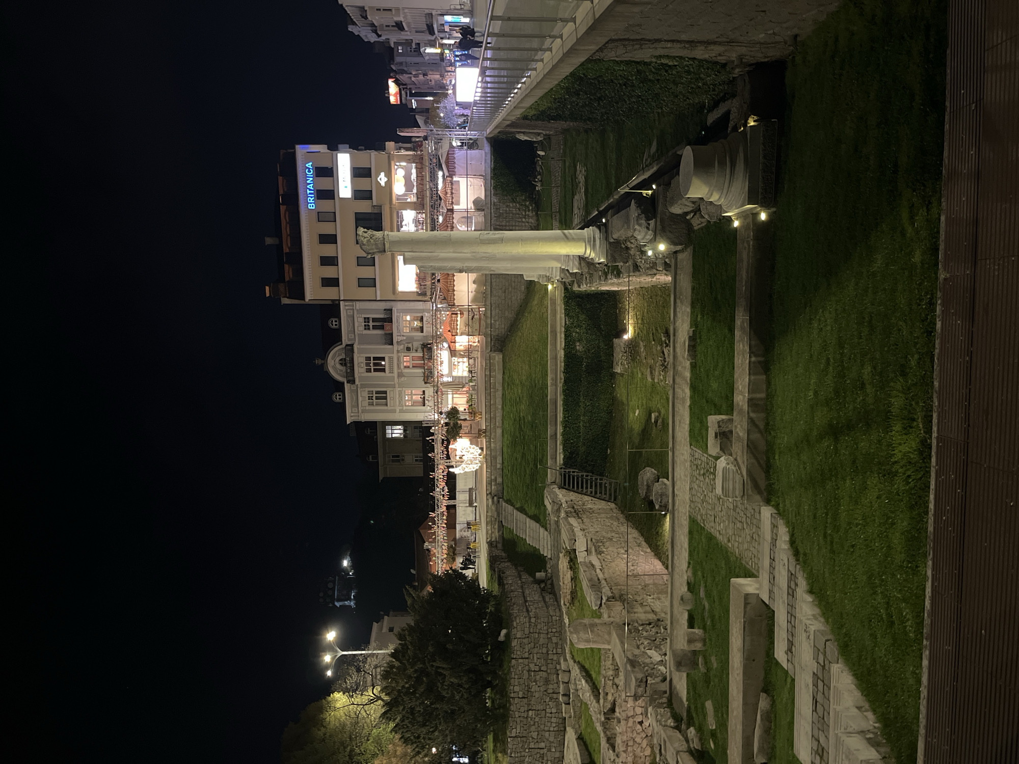 Easter displays and ancient ruins illuminate Plovdiv night