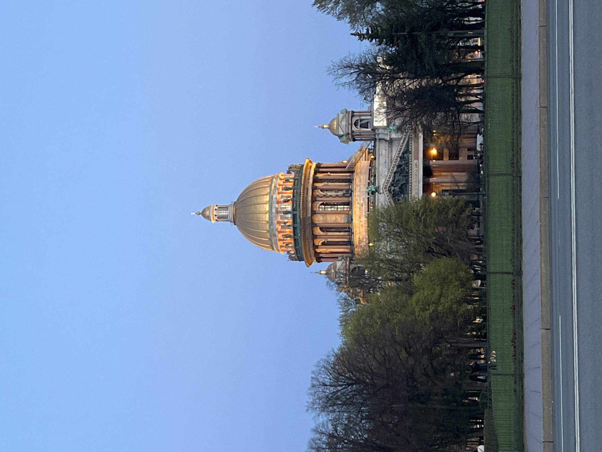Twilight scenes captured at Saint Isaac's Cathedral, Neva River