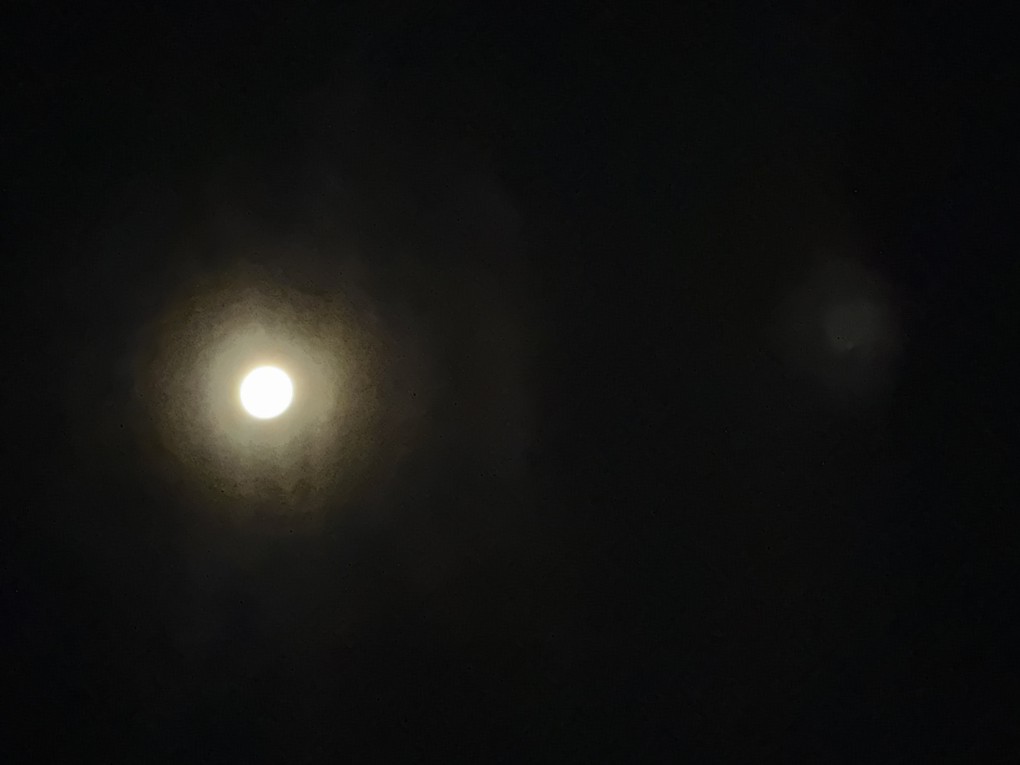 Moon and secondary light observed in Votkinsk night sky