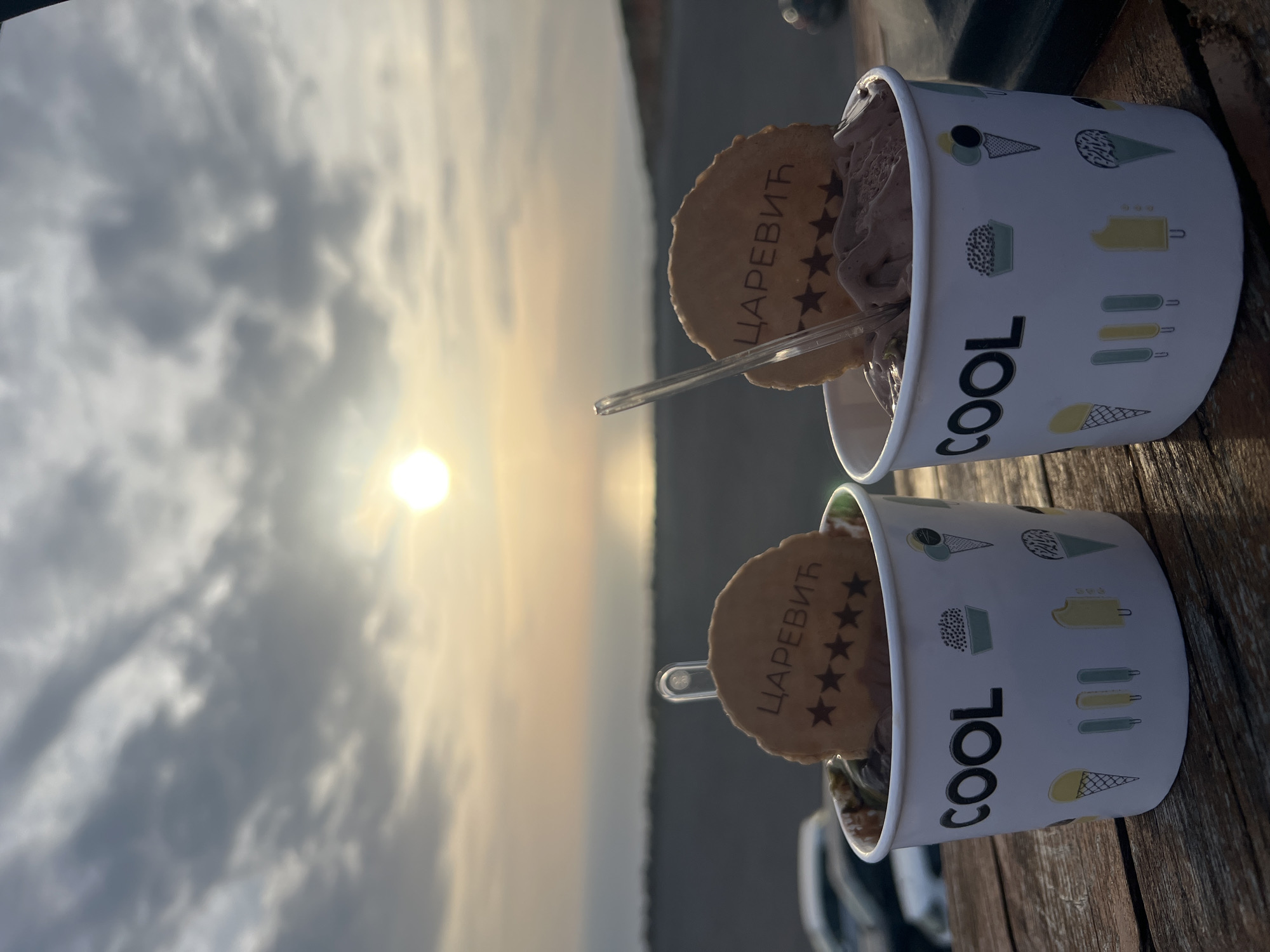 Ice cream outing captured at Montenegro waterfront cafe