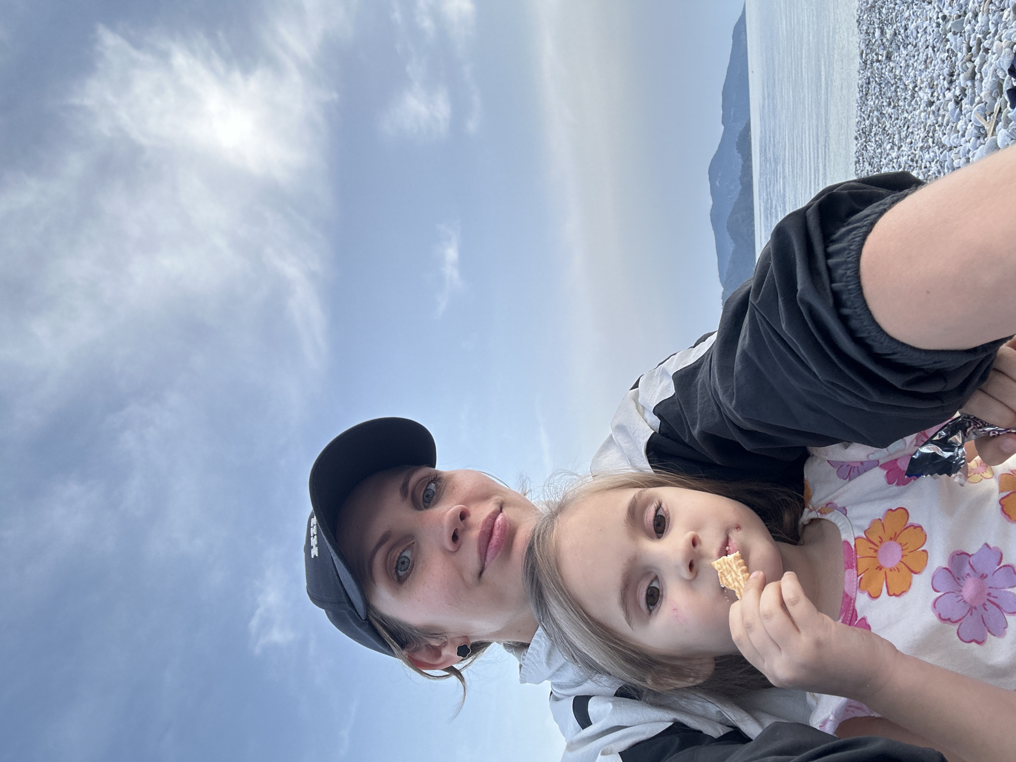 Woman and child enjoy beach outing in Fethiye