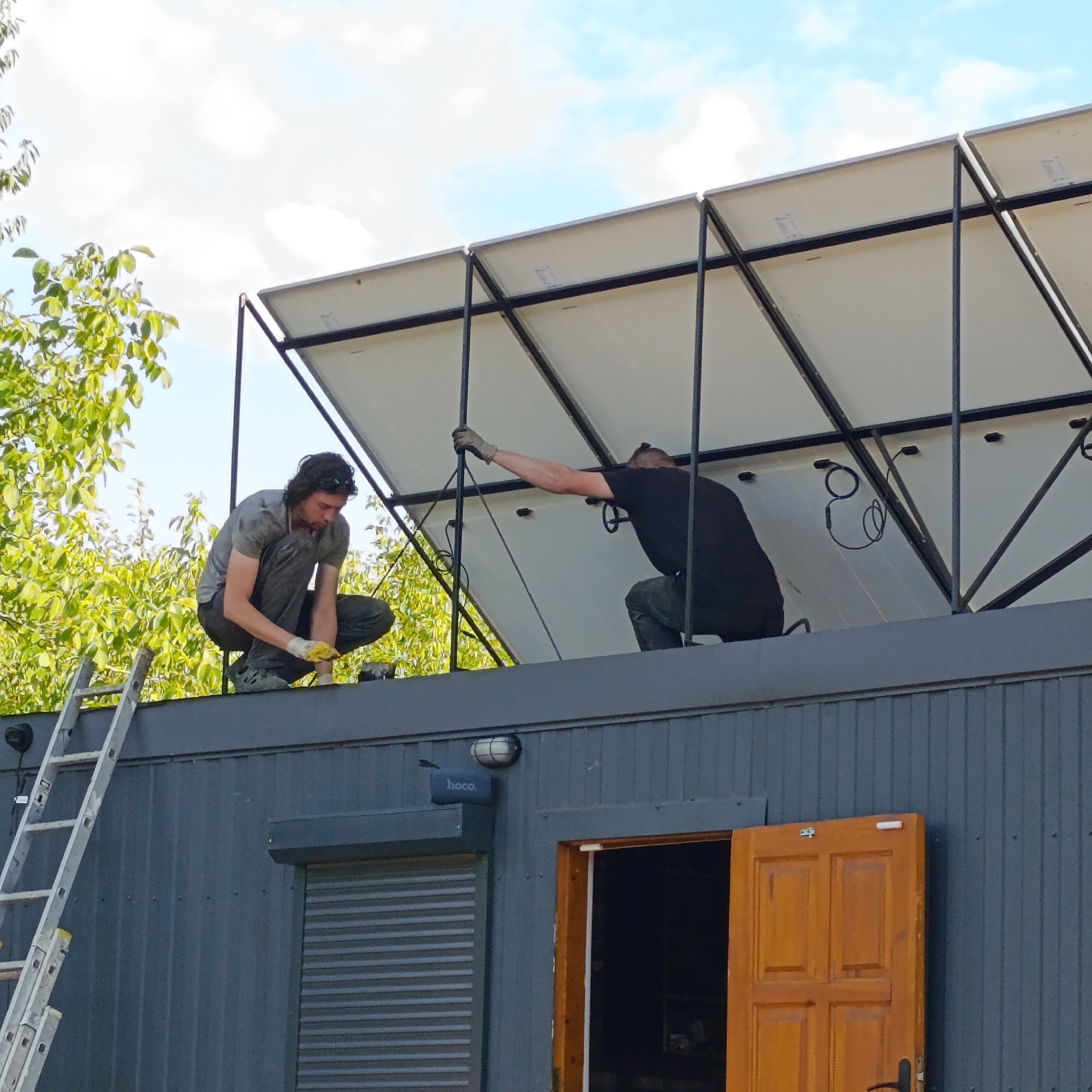 Solar install and pallet furniture in a Ladyzhyn outdoor spot