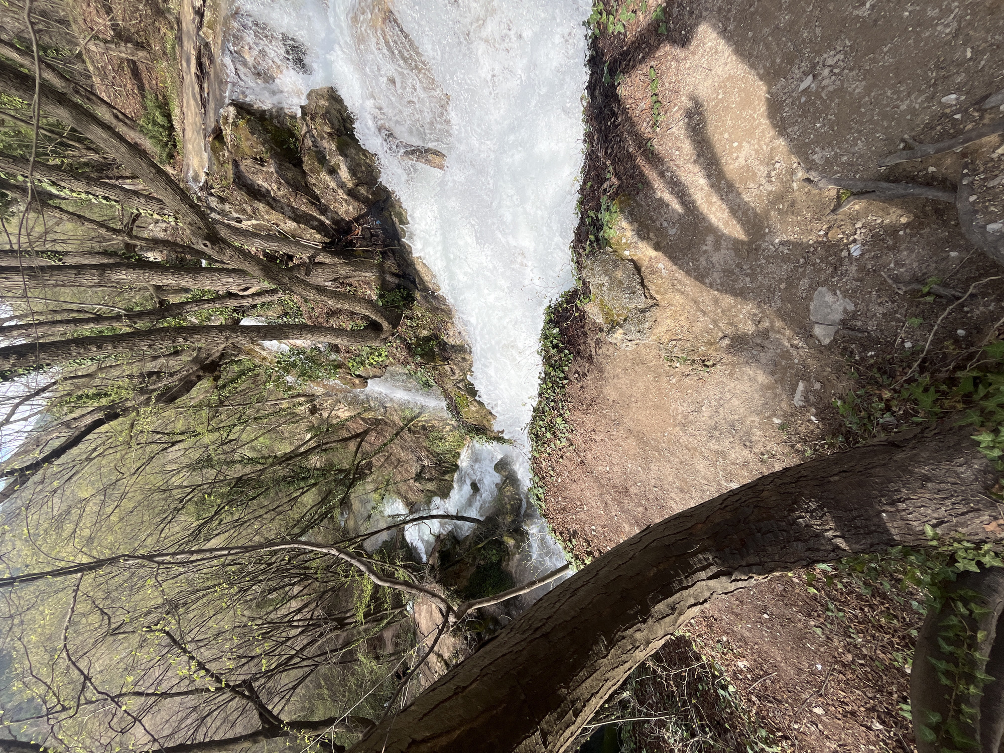 Waterfall captured flowing through forest near Bachkovo, Bulgaria