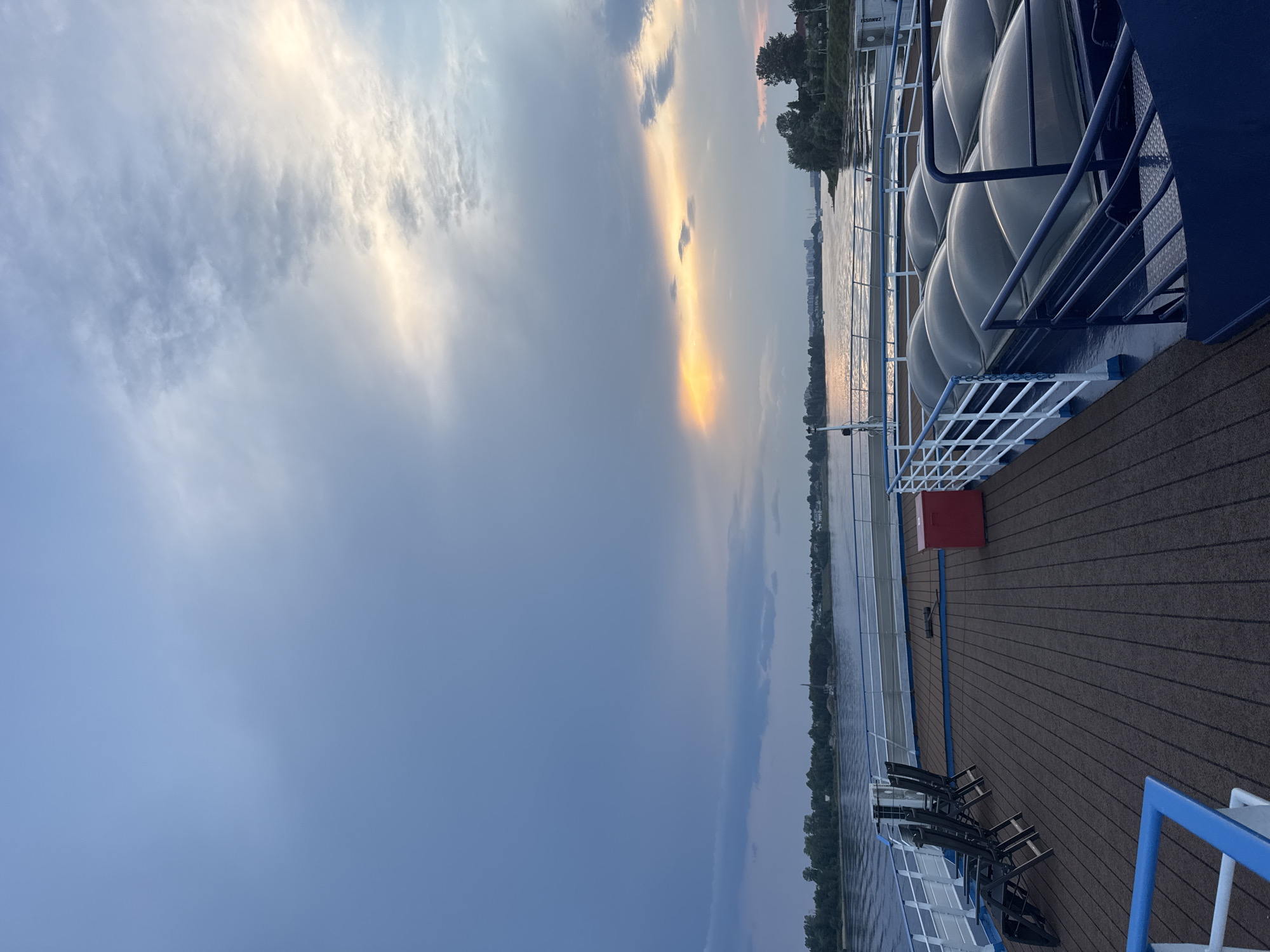 Dancing and jumping on a river boat deck in Russia