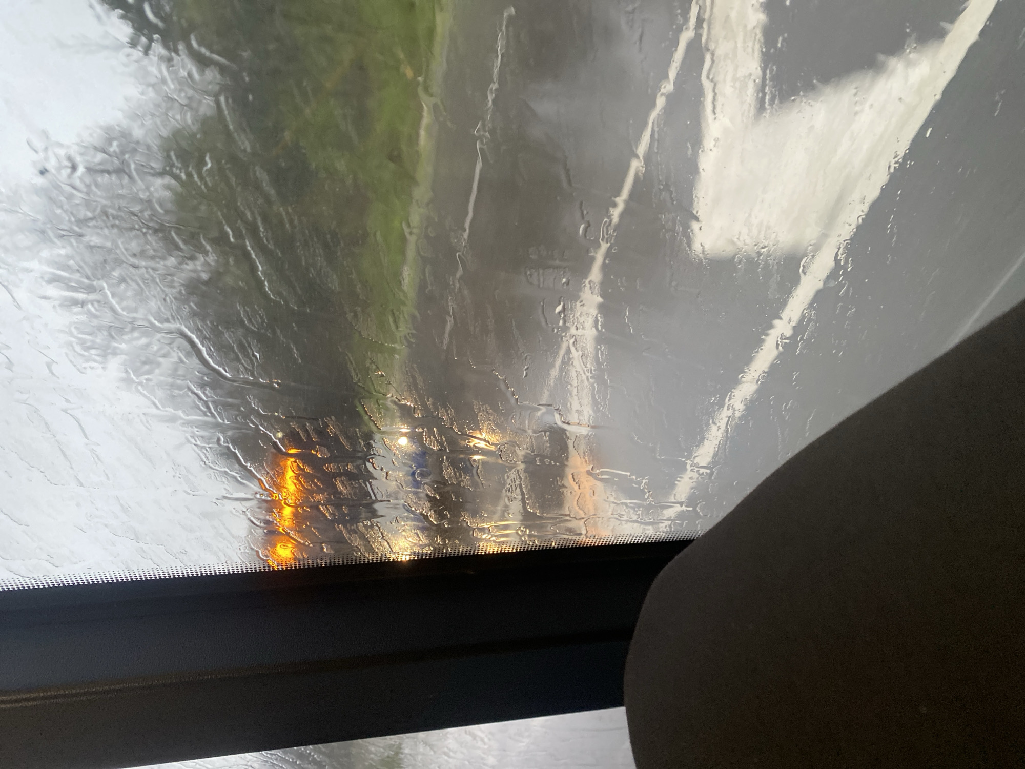Rainy drive captured through windshield in Varna, Bulgaria