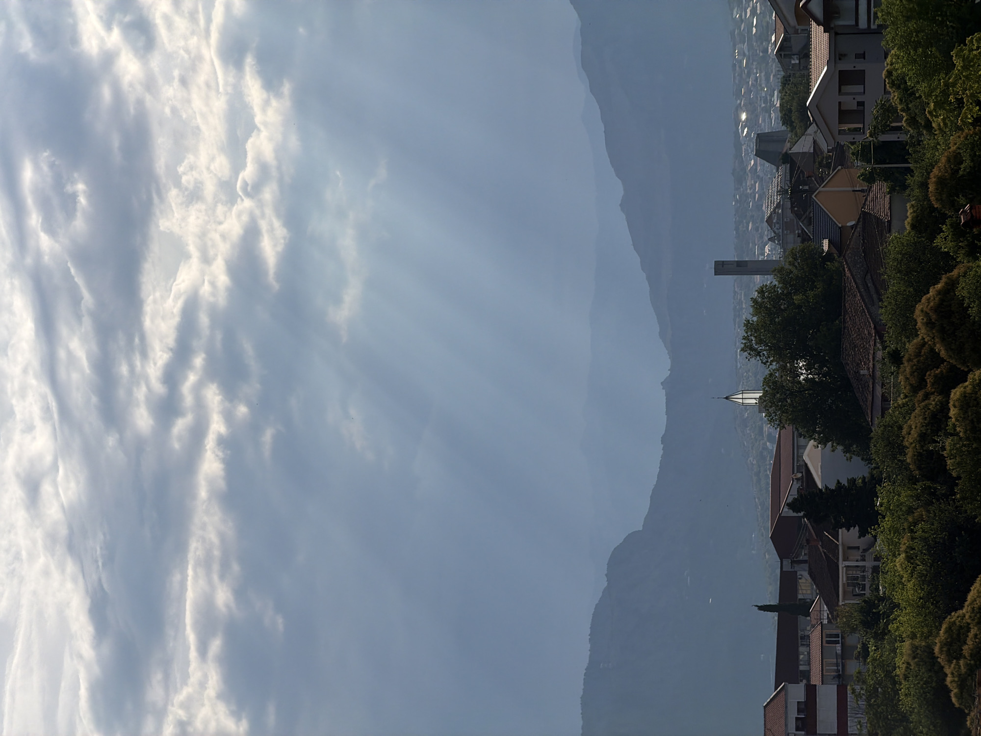 Podgorica morning: city rooftops meet hazy mountain backdrop