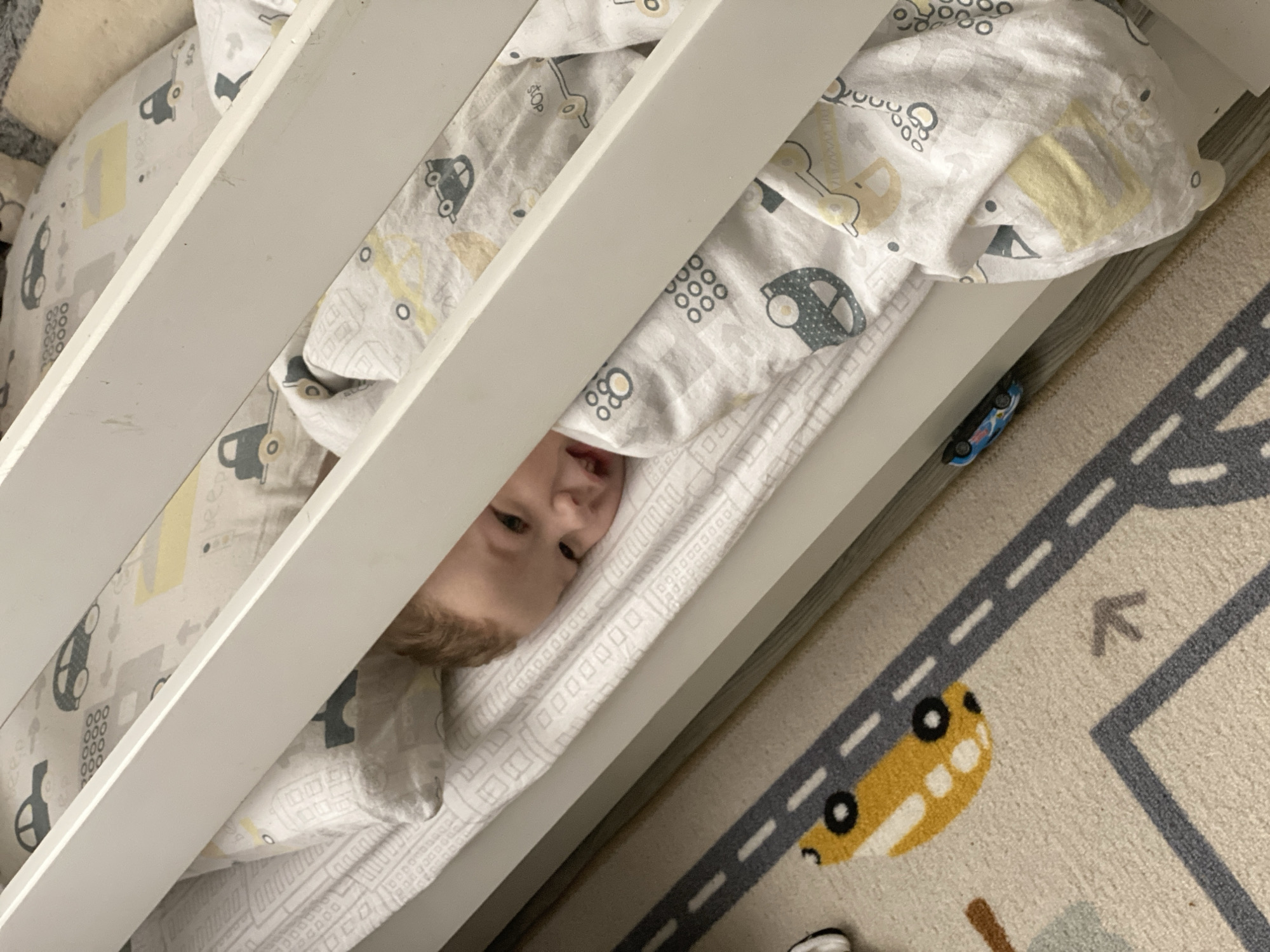 Child rests in car-themed nursery in Sochi