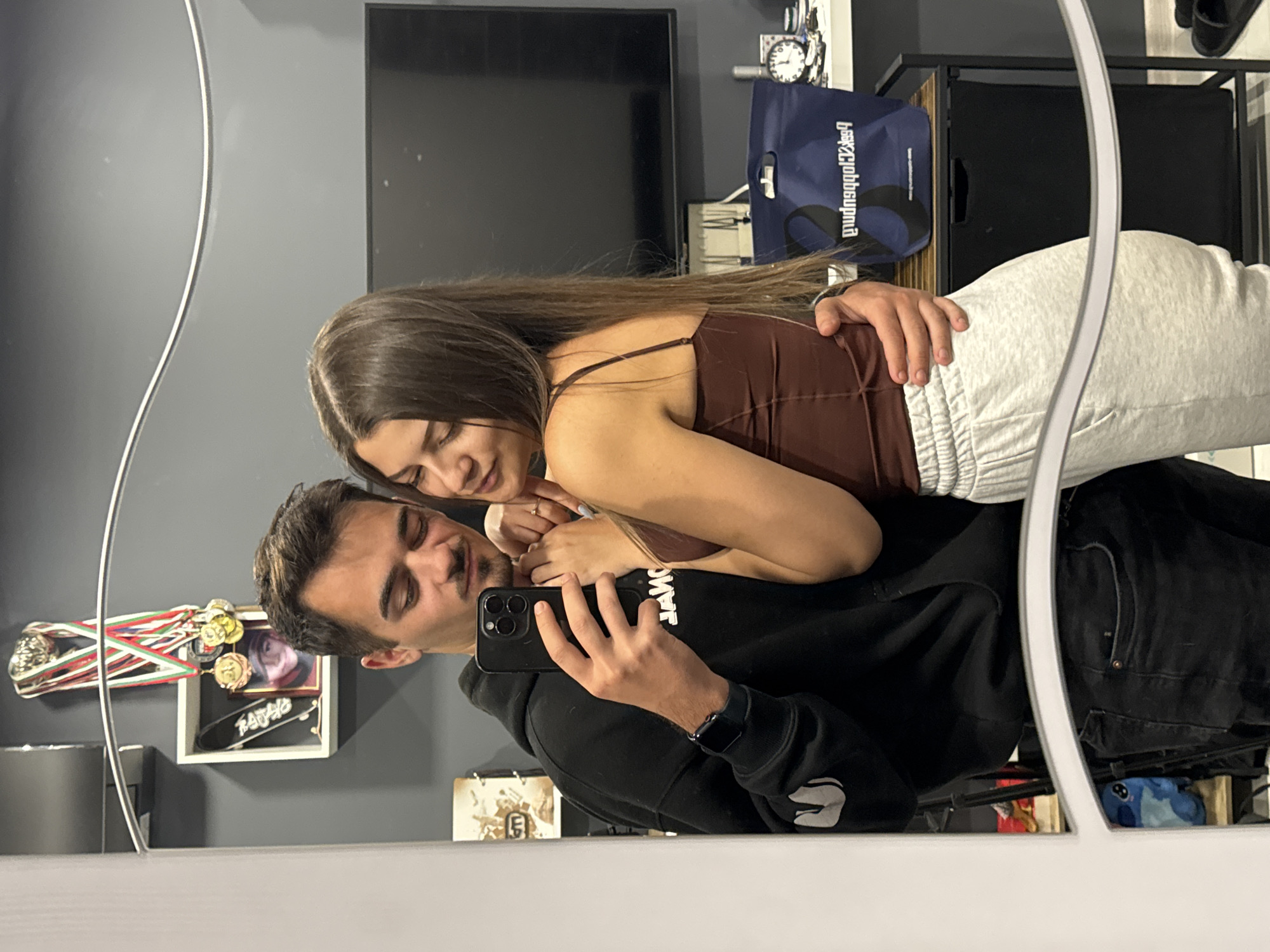 Couple captures intimate mirror selfies in Sofia apartment