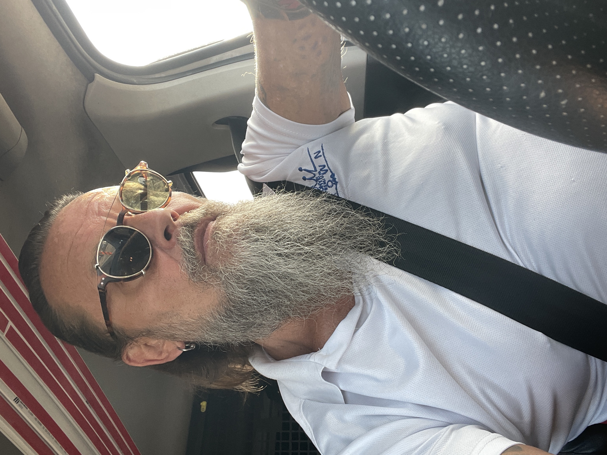 Behind the wheel in Even Yehuda, Israel
