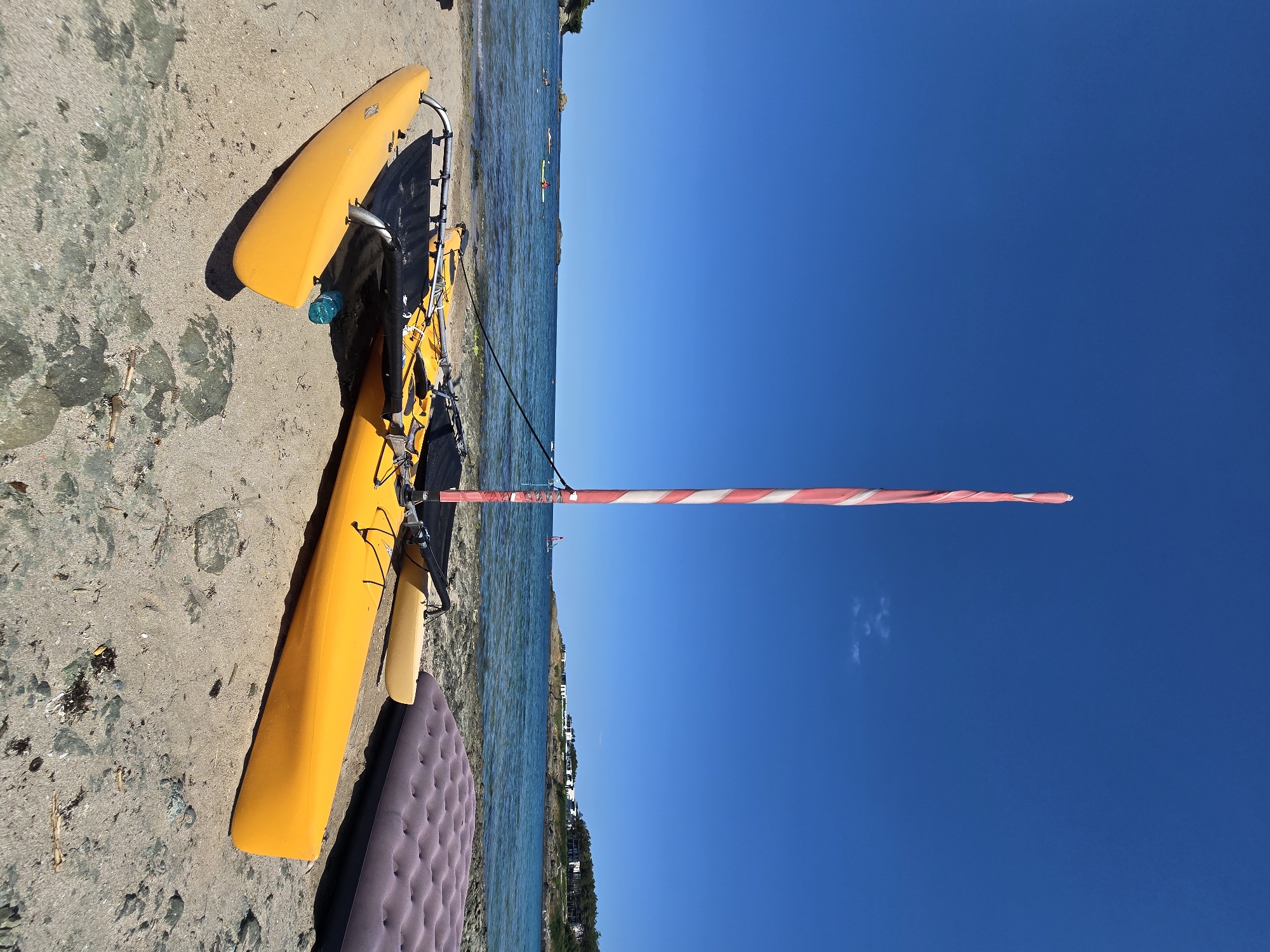 Sun, sand, and surf gear on a calm beach day