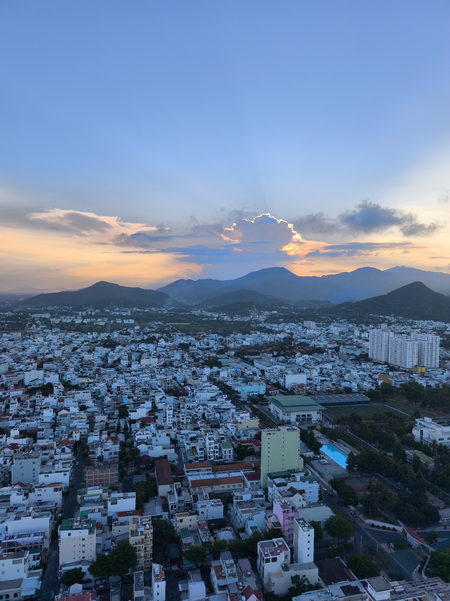 Rooftop dusk views over Nha Trang, Vietnam