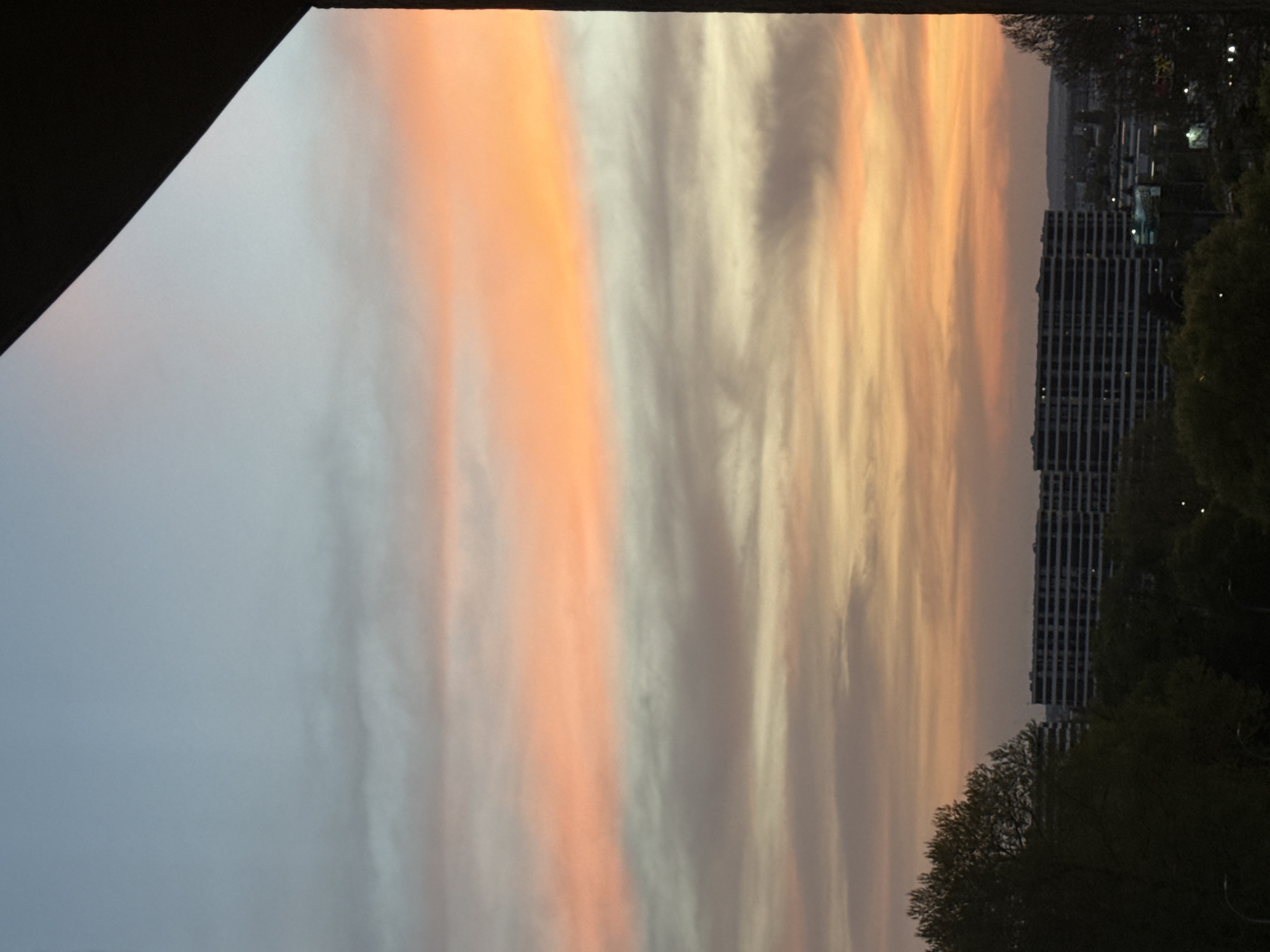 Sunset displays colorful striated clouds over Varna, Bulgaria