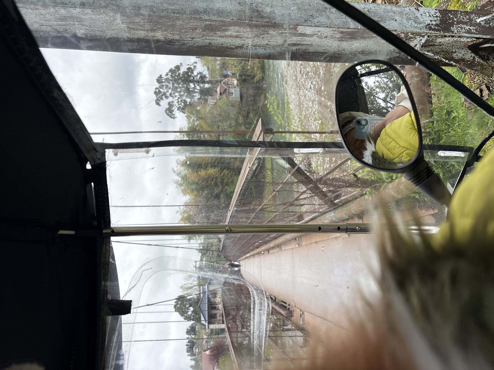 Vehicle crosses river bridge in Chakvi, Georgia