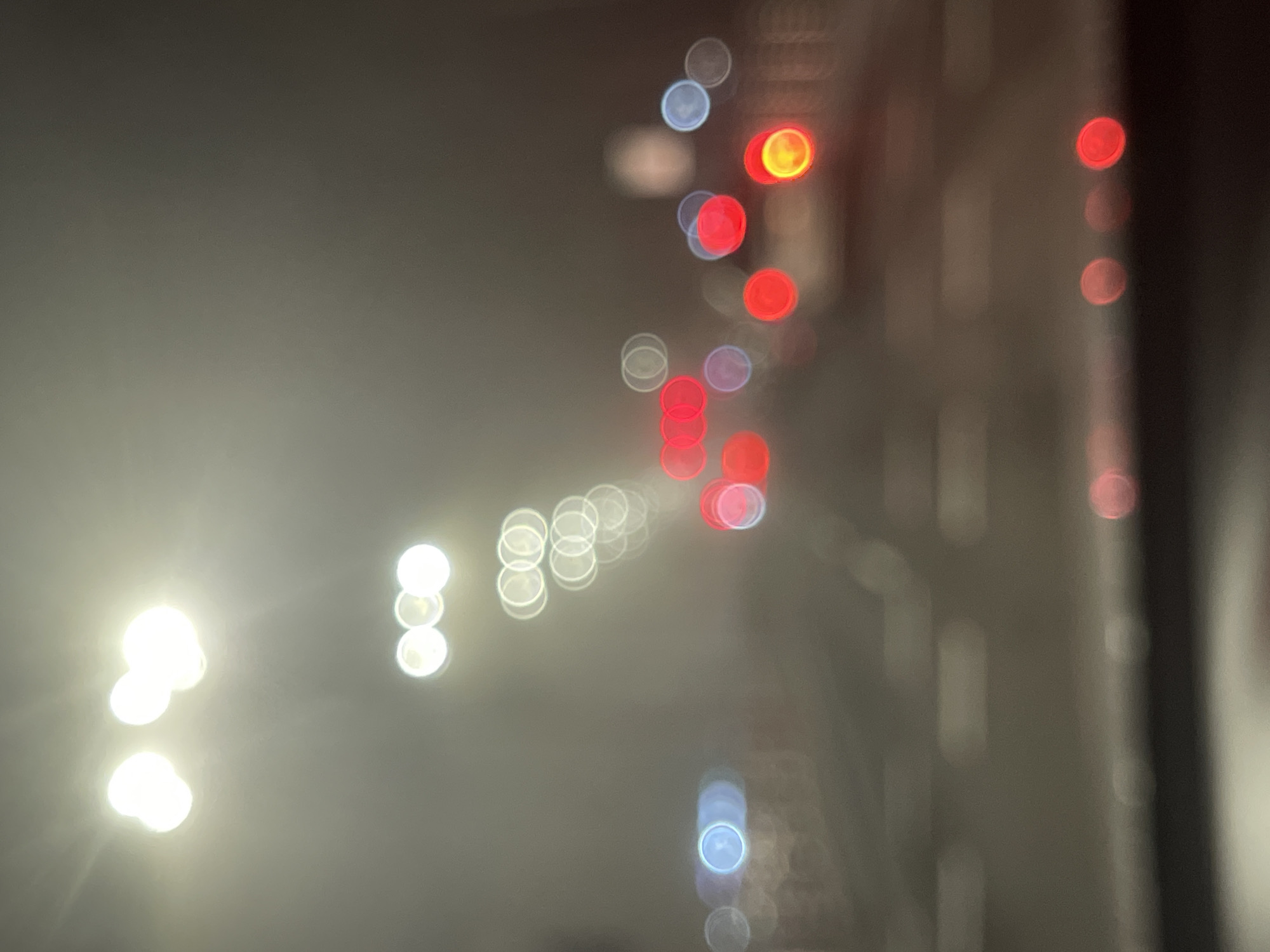 Evening drive through Burgas in foggy conditions