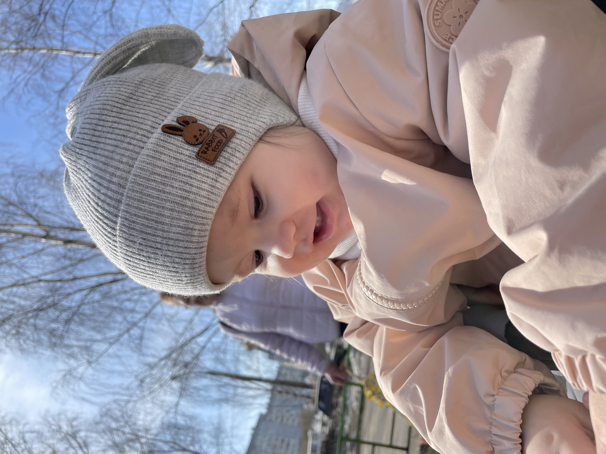 Mother and baby enjoy morning park visit in Izhevsk