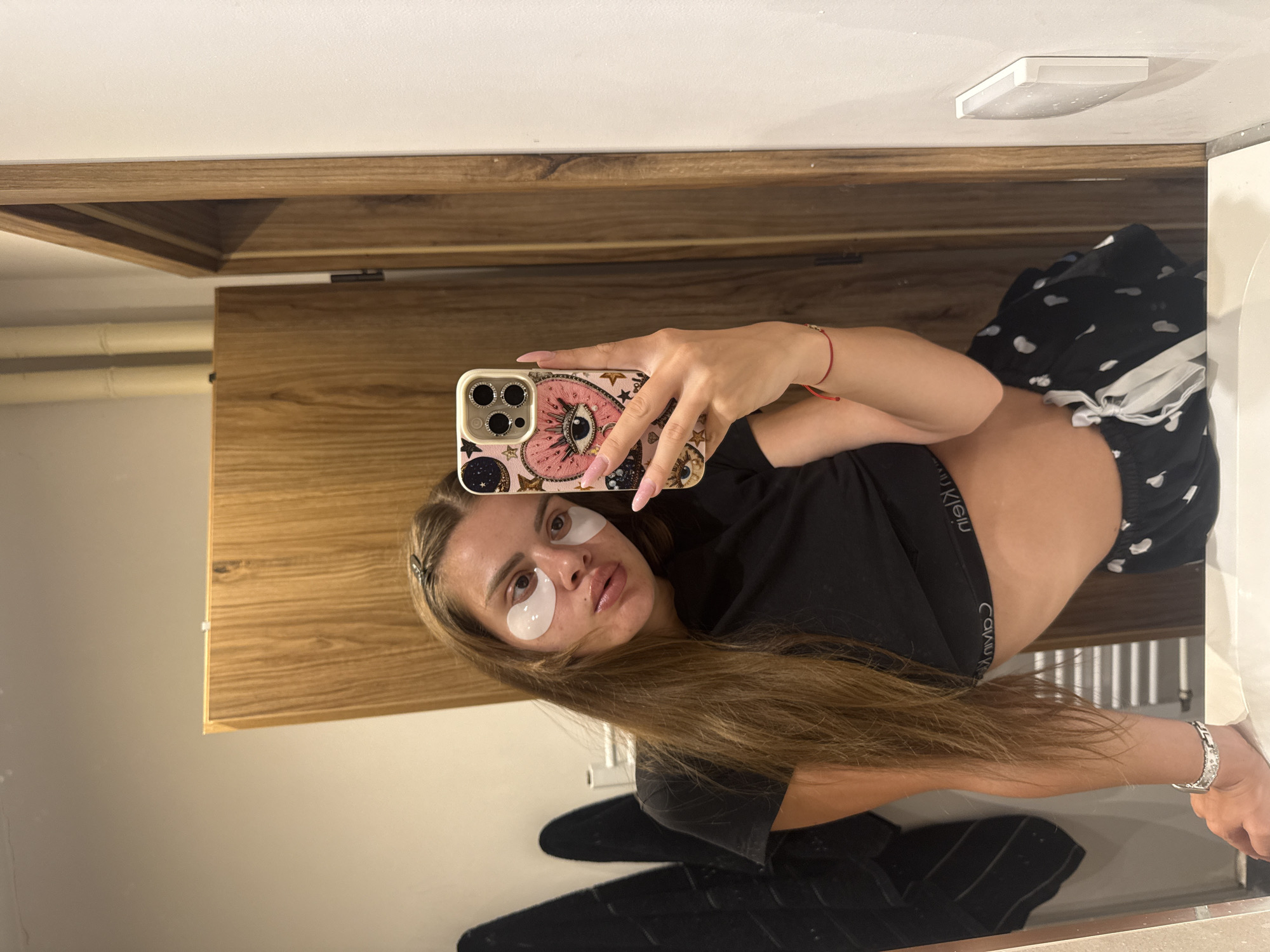 Woman documents personal routine in extended selfie session