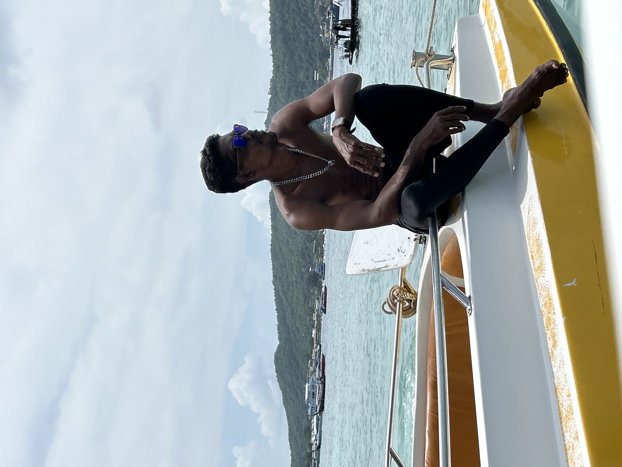 Crowded beach boat day off Ao Nang's shore