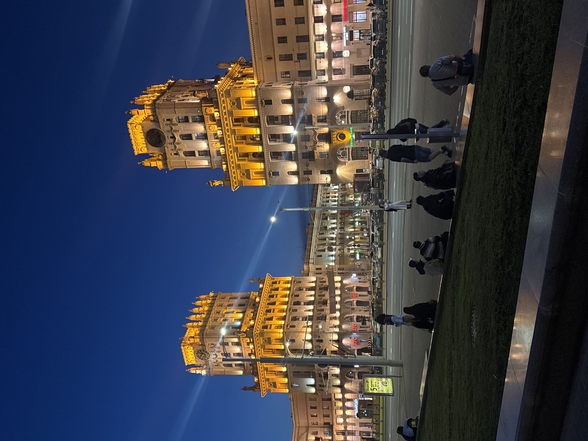 Nighttime scenes captured on Independence Avenue and subway in Minsk