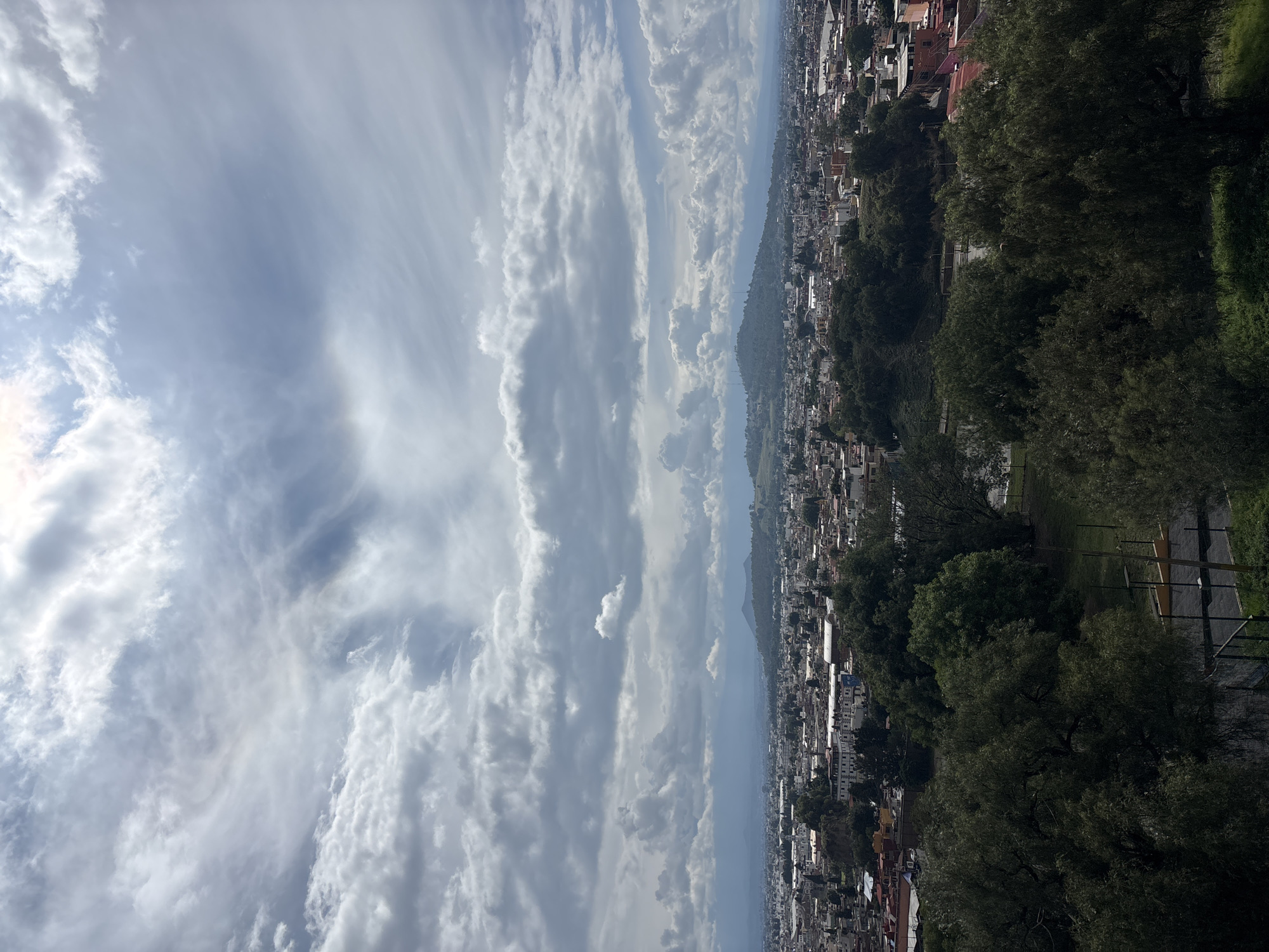 Dramatic skies photographed over historic Cholula, Mexico