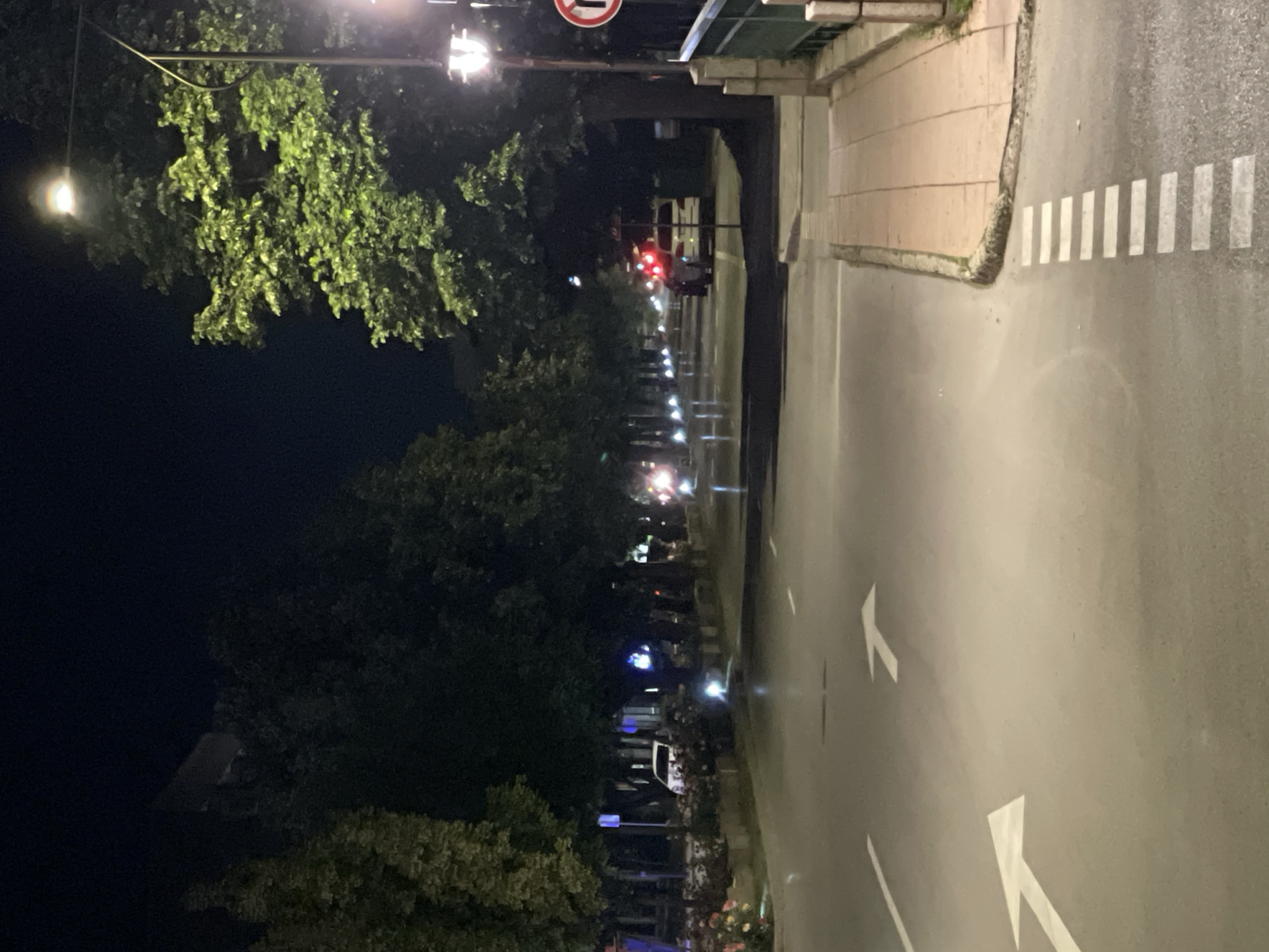 Nighttime street scene captured in urban area