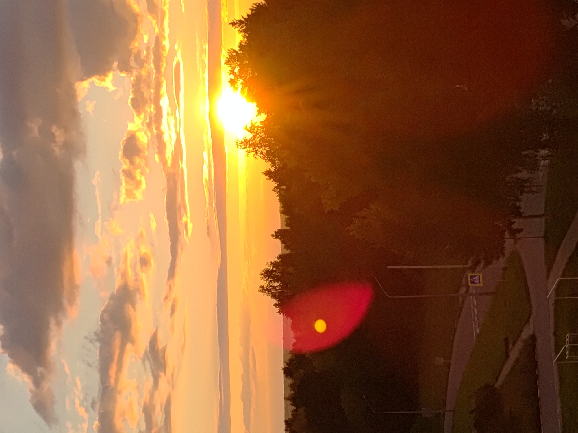 Sunset over a quiet suburban evening in Markovskiy, Russia