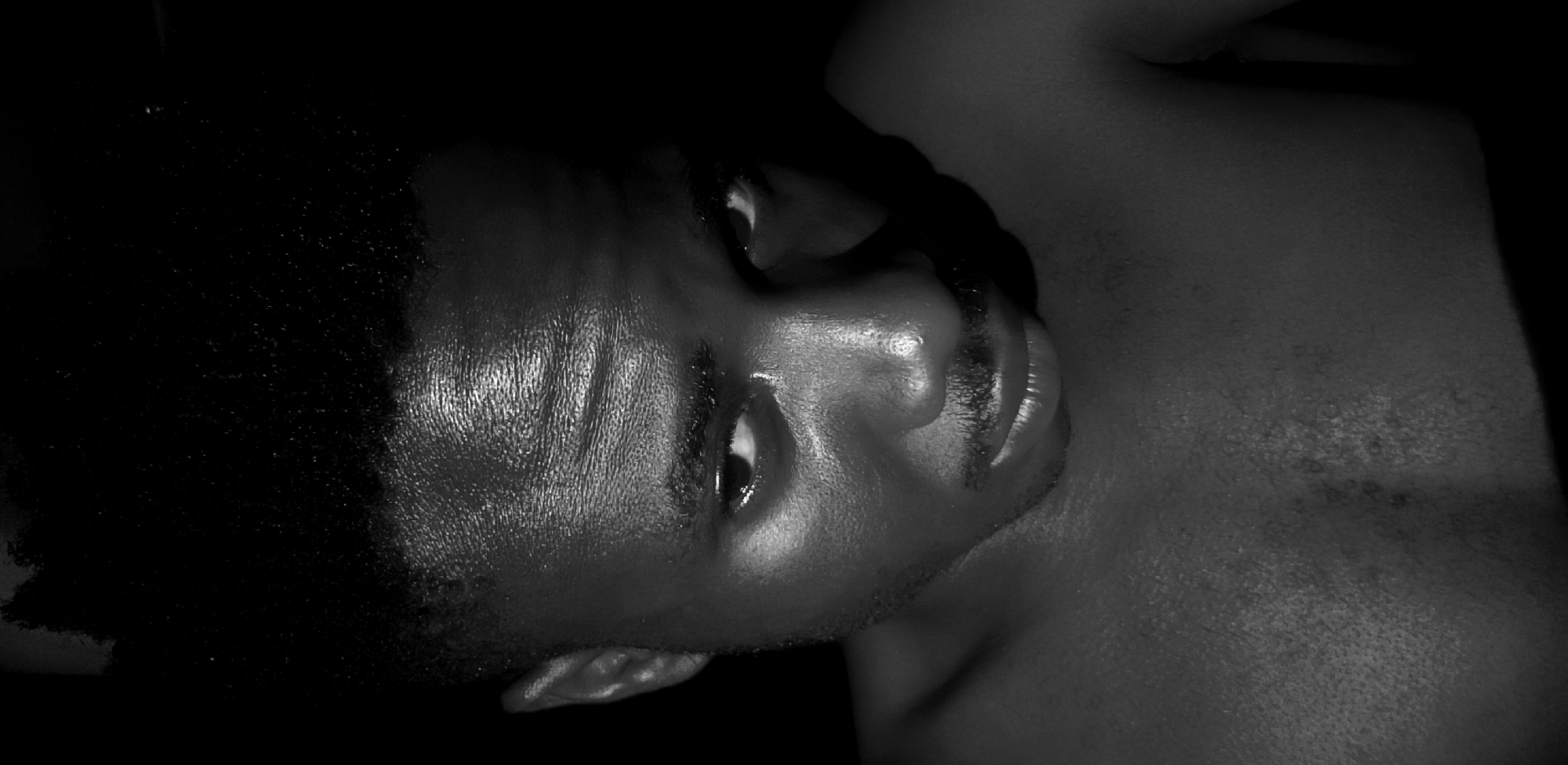 Portrait shoot with styled lighting and a #Flex graphic, Narayi.