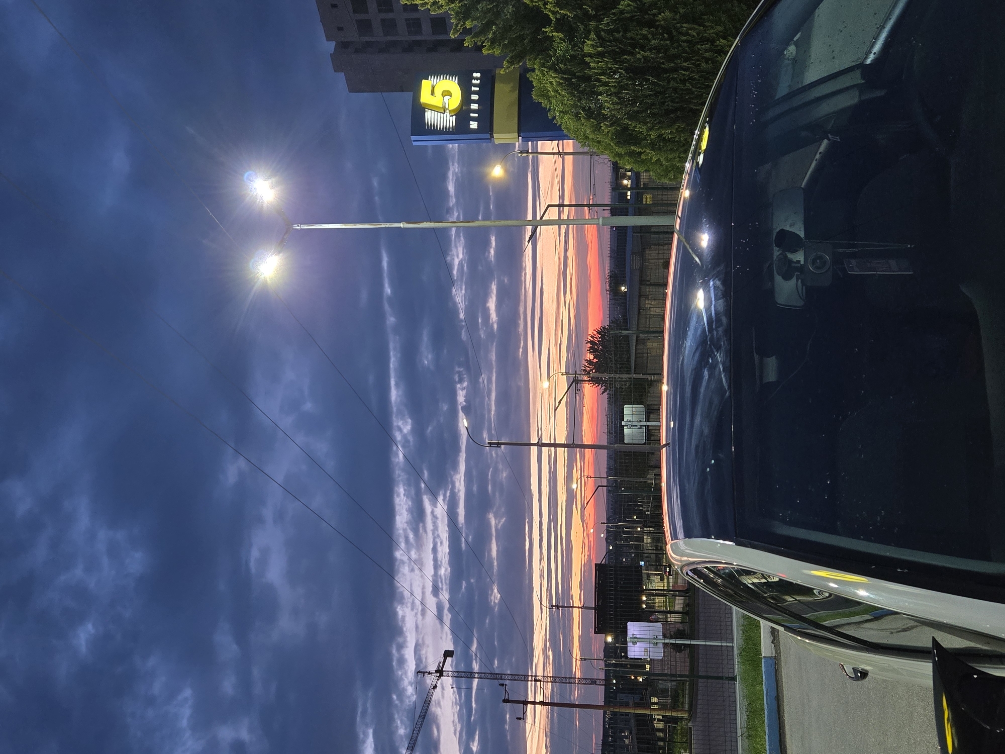 Evening scenes documented in Pleven, Bulgaria including car wash
