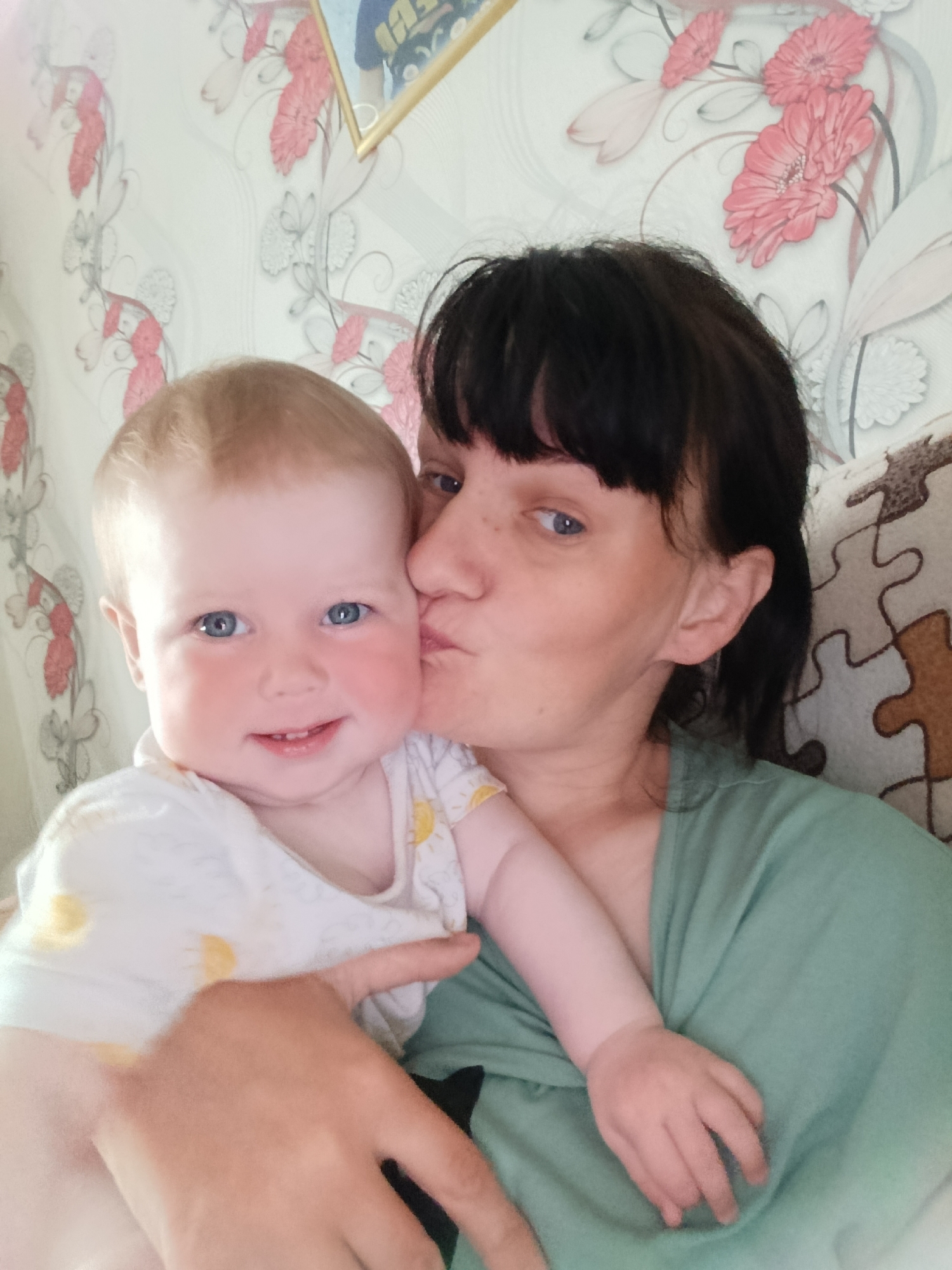 Mother and baby moment captured in rural Russia