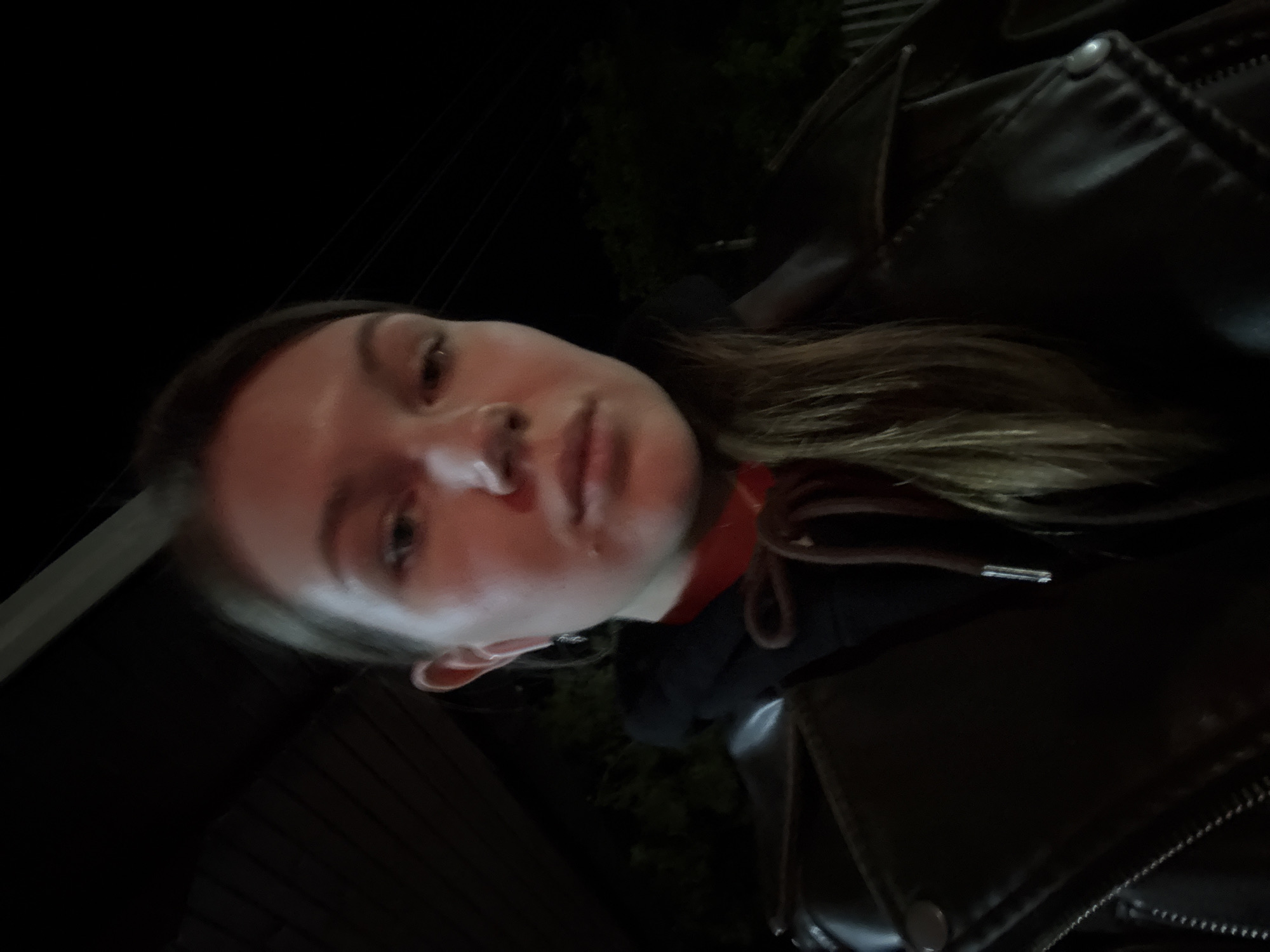 Nighttime selfie captured at Serbian border crossing near EXPO signs
