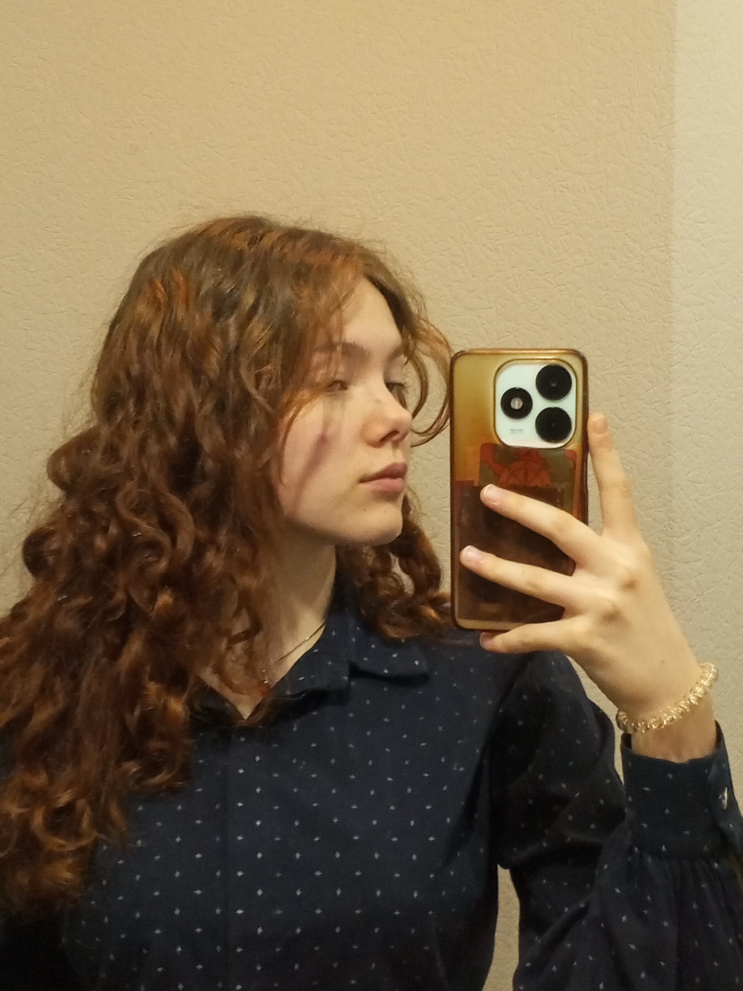 Women take indoor selfies in Chaikovsky, Russia early morning