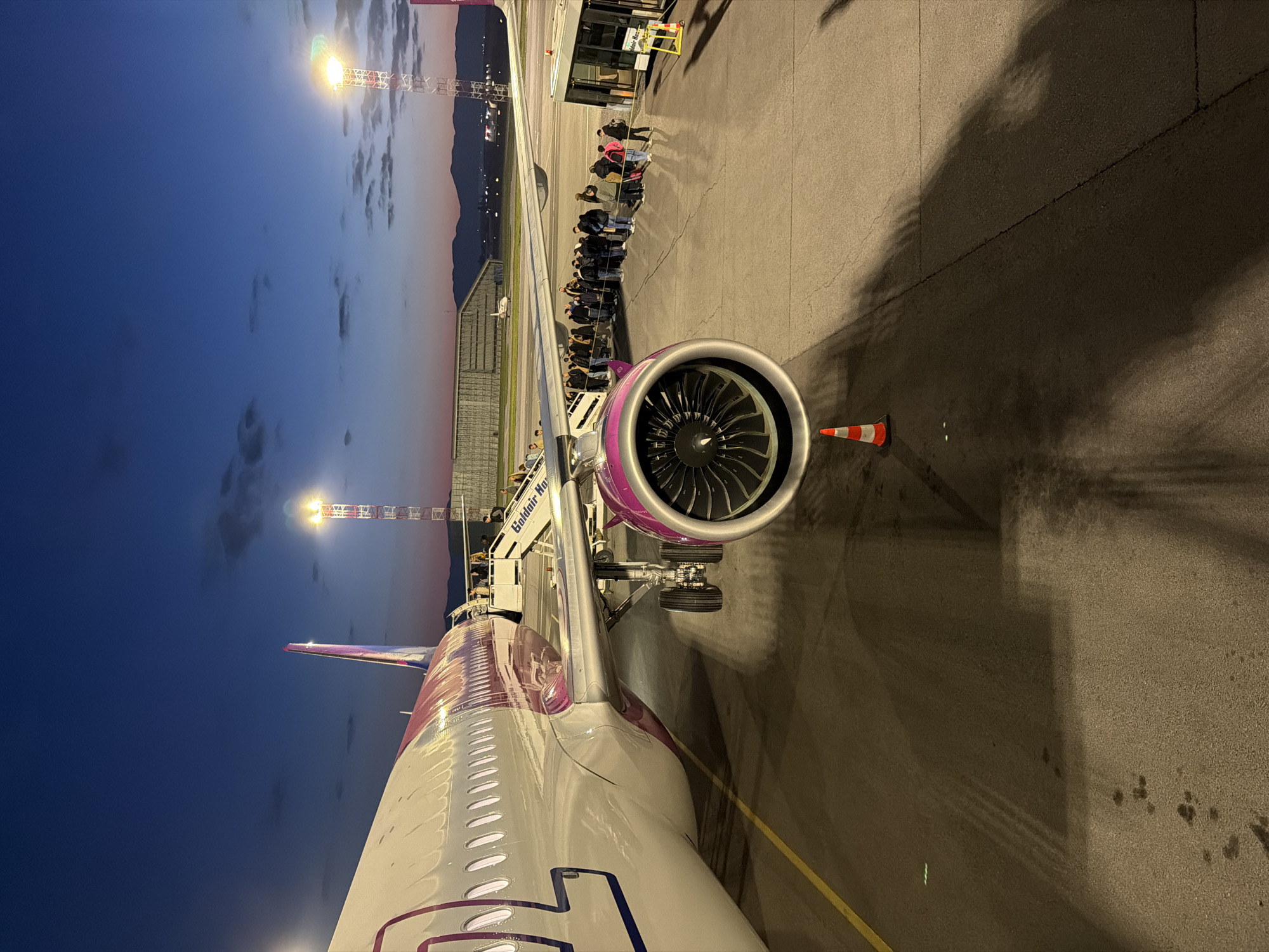 Late-night passenger boarding captured at Sofia Airport