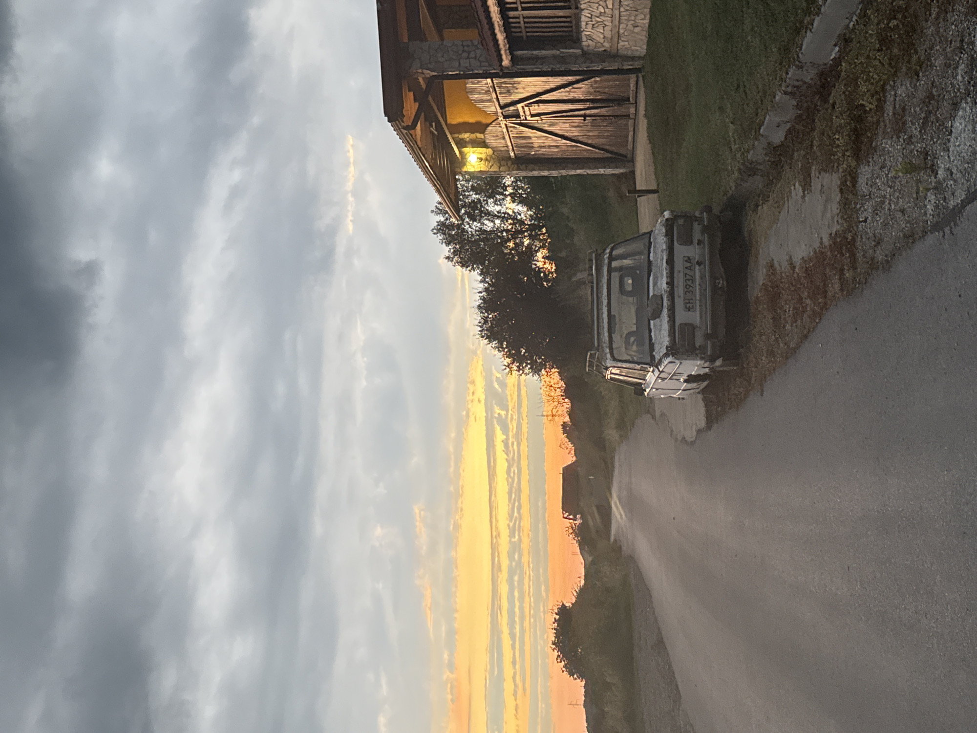 Dusk settles over rural Radishevo, Bulgaria