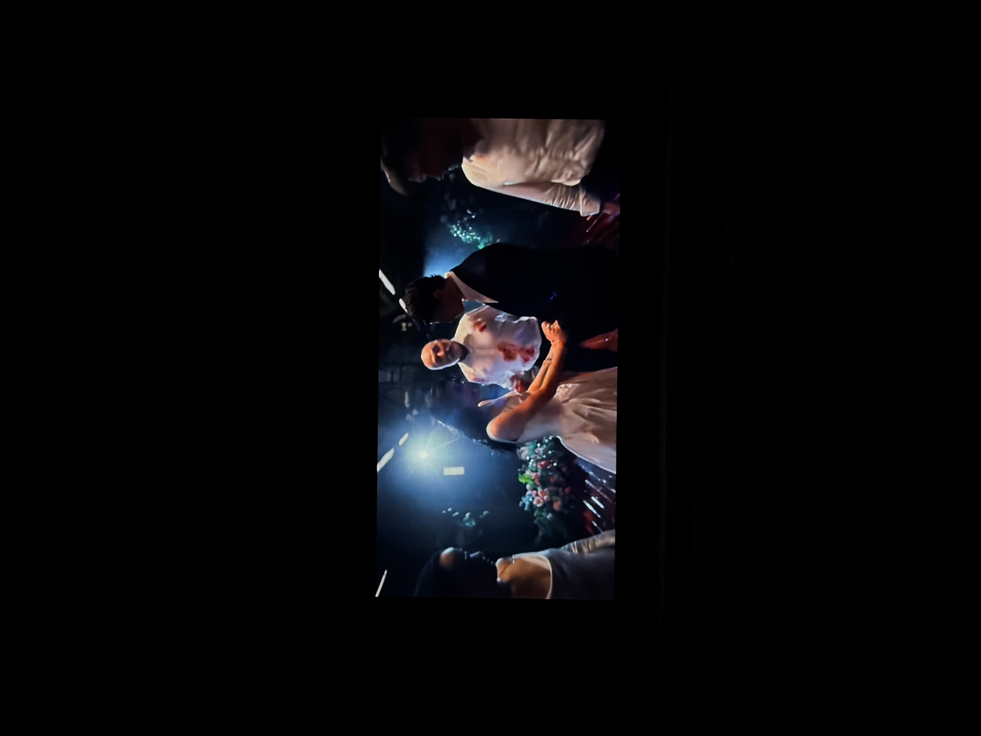 Person watches dramatic television programming in Rossiyskiy venue