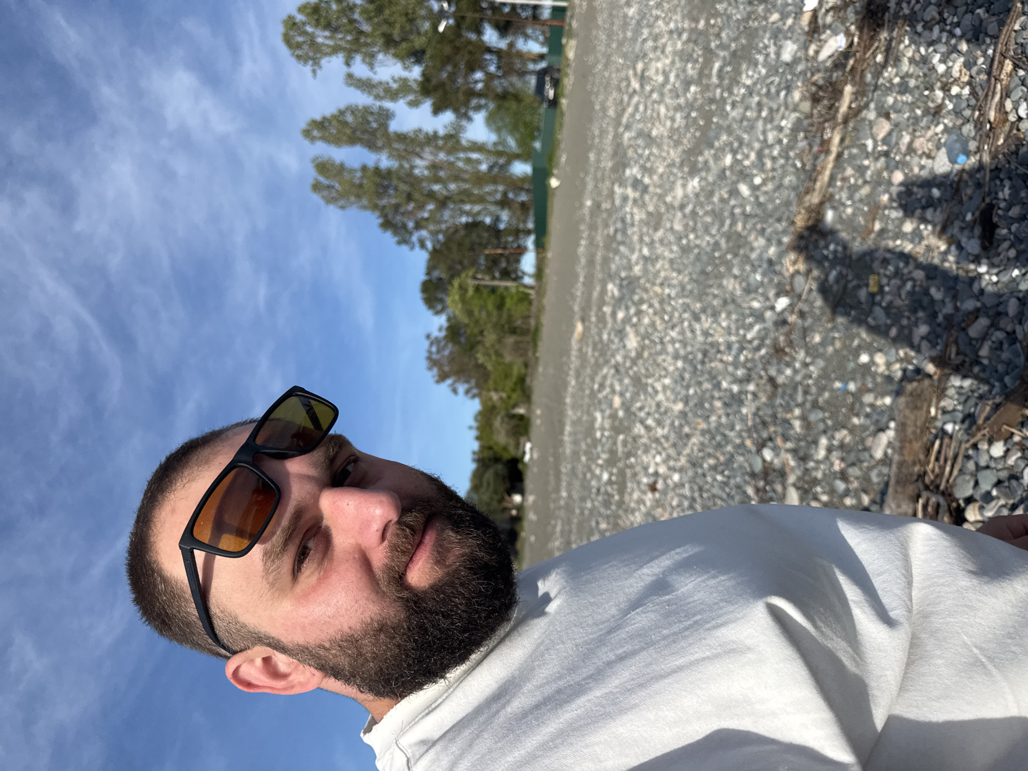 Man takes beach selfie in Yuada-Gulrypsh, Abkhazia