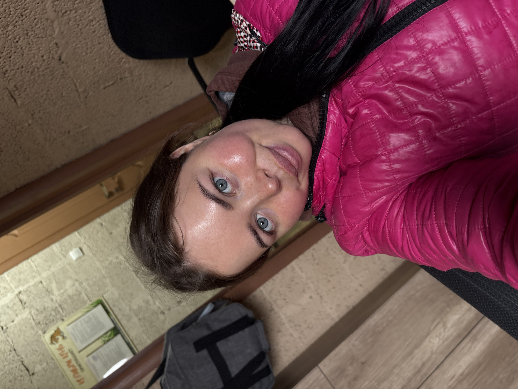 Woman takes morning selfie in Russian town