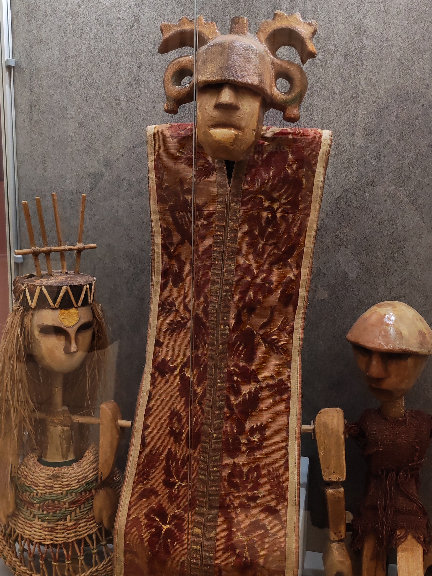 Museum visitor documents cultural exhibits in Izhevsk, Russia