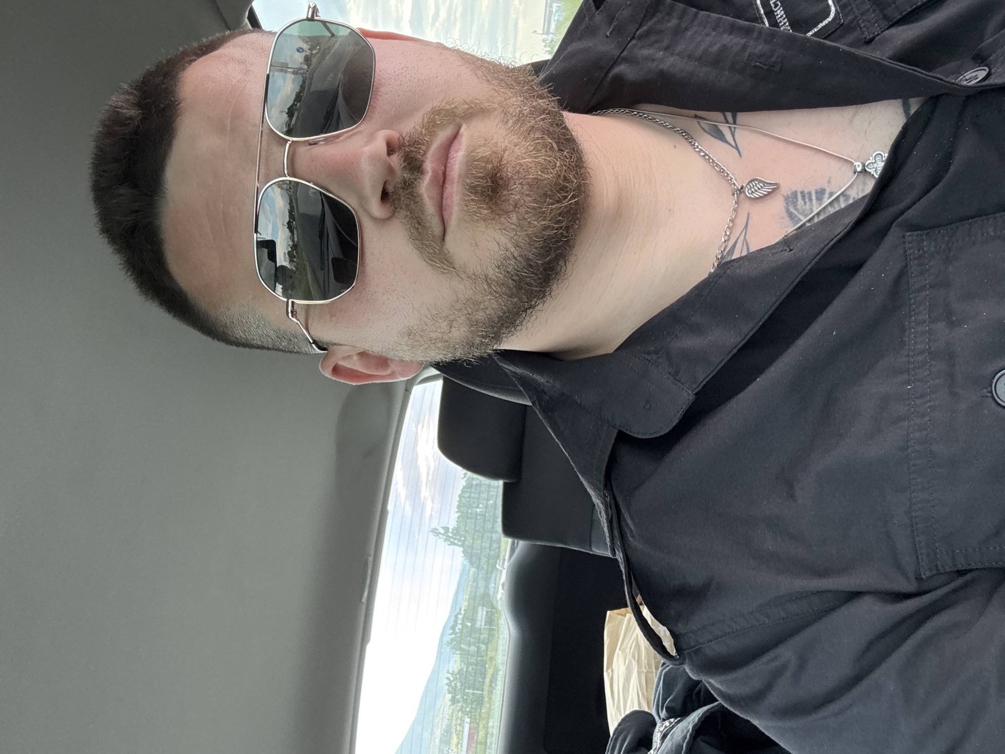 Man Takes Morning Selfie in Car in Sliven