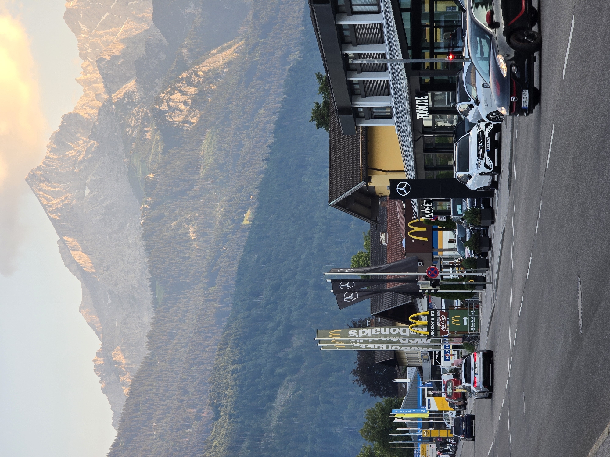 Garmisch-Partenkirchen at golden hour, Alps front and center