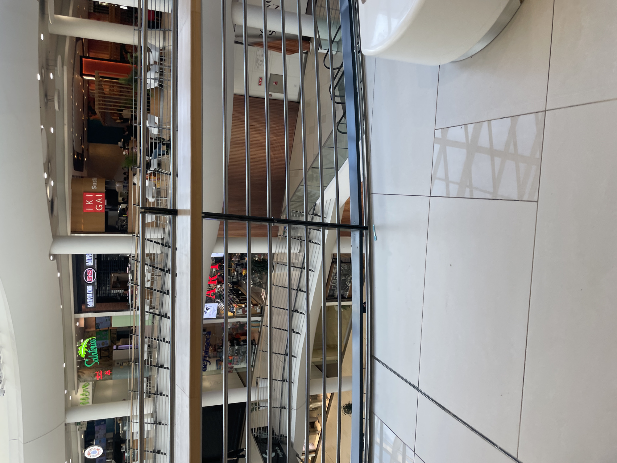 Shopping mall interior photographed from elevated position in Sofia