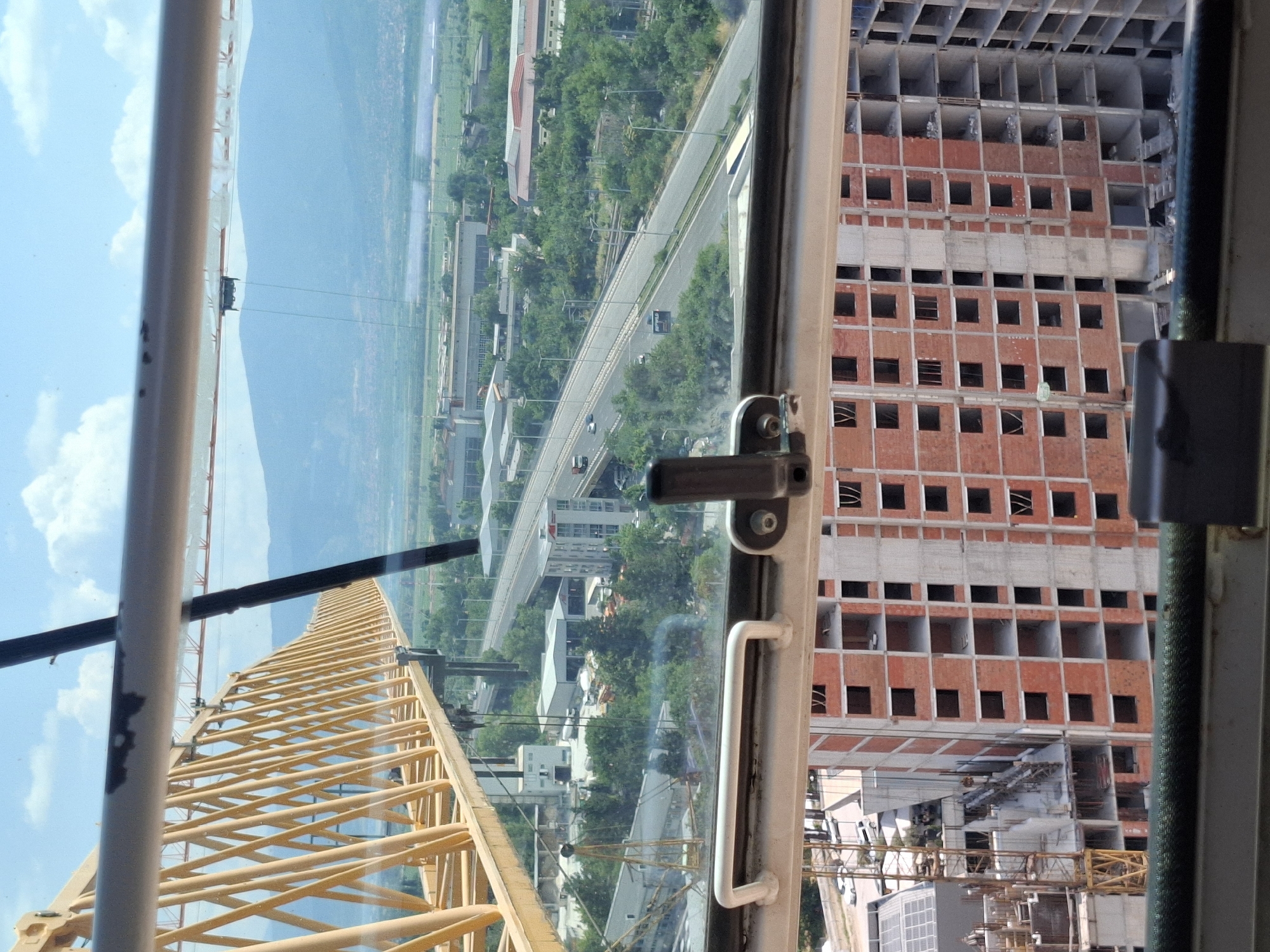 Crane-level views of an active construction site in Plovdiv