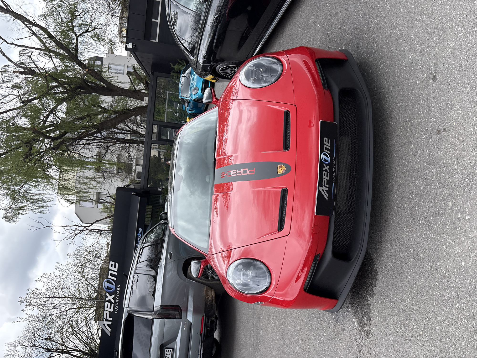 Red Porsche spotted at Sofia luxury car dealership