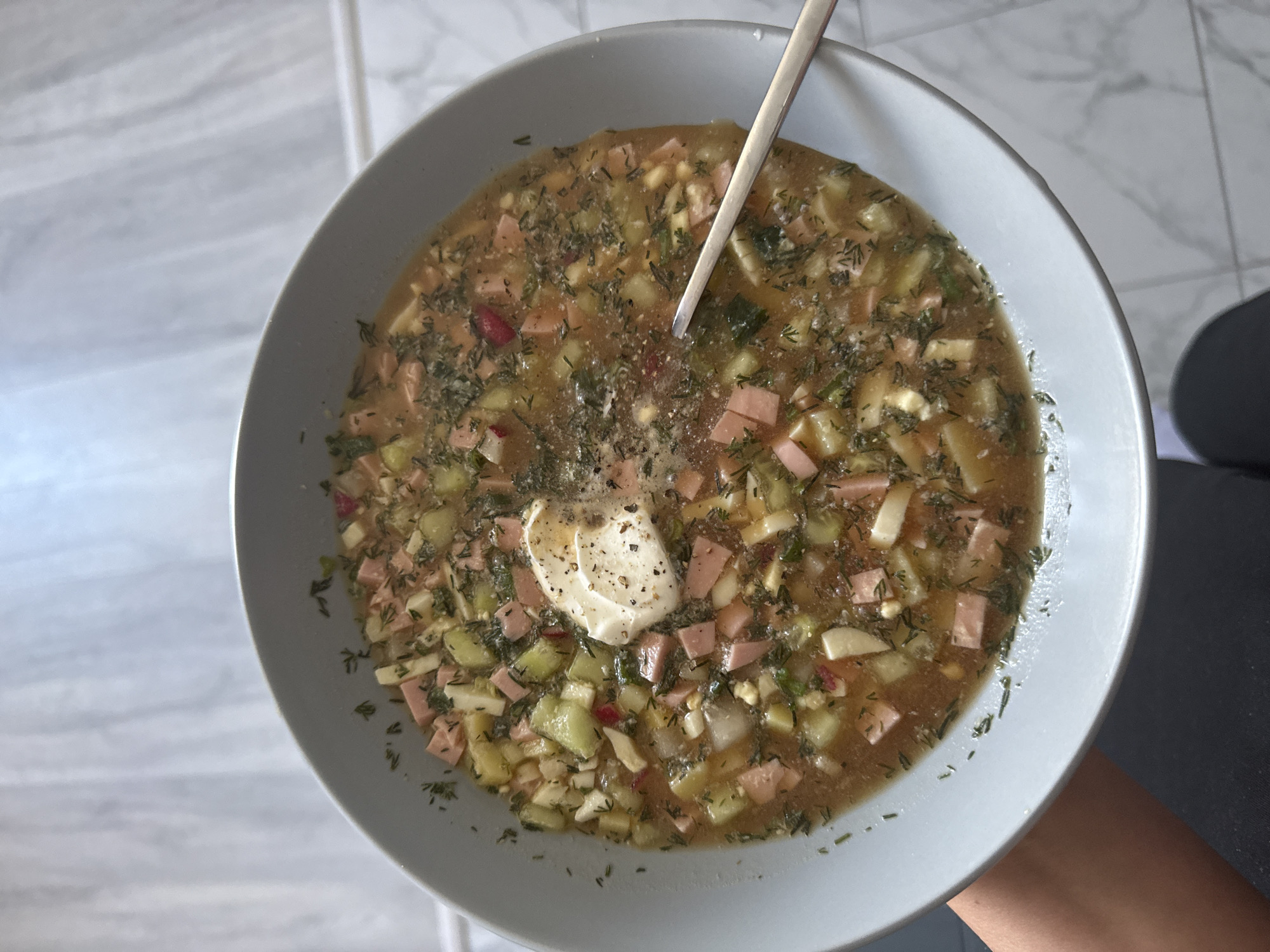 Cold soup photographed in Krasnoyarsk, Russia