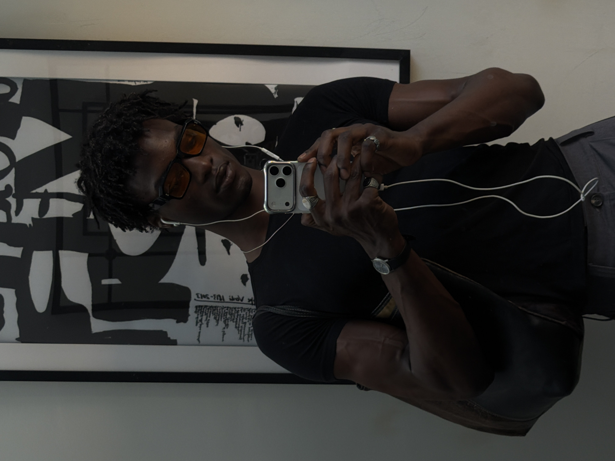 Pausing in front of abstract art in London