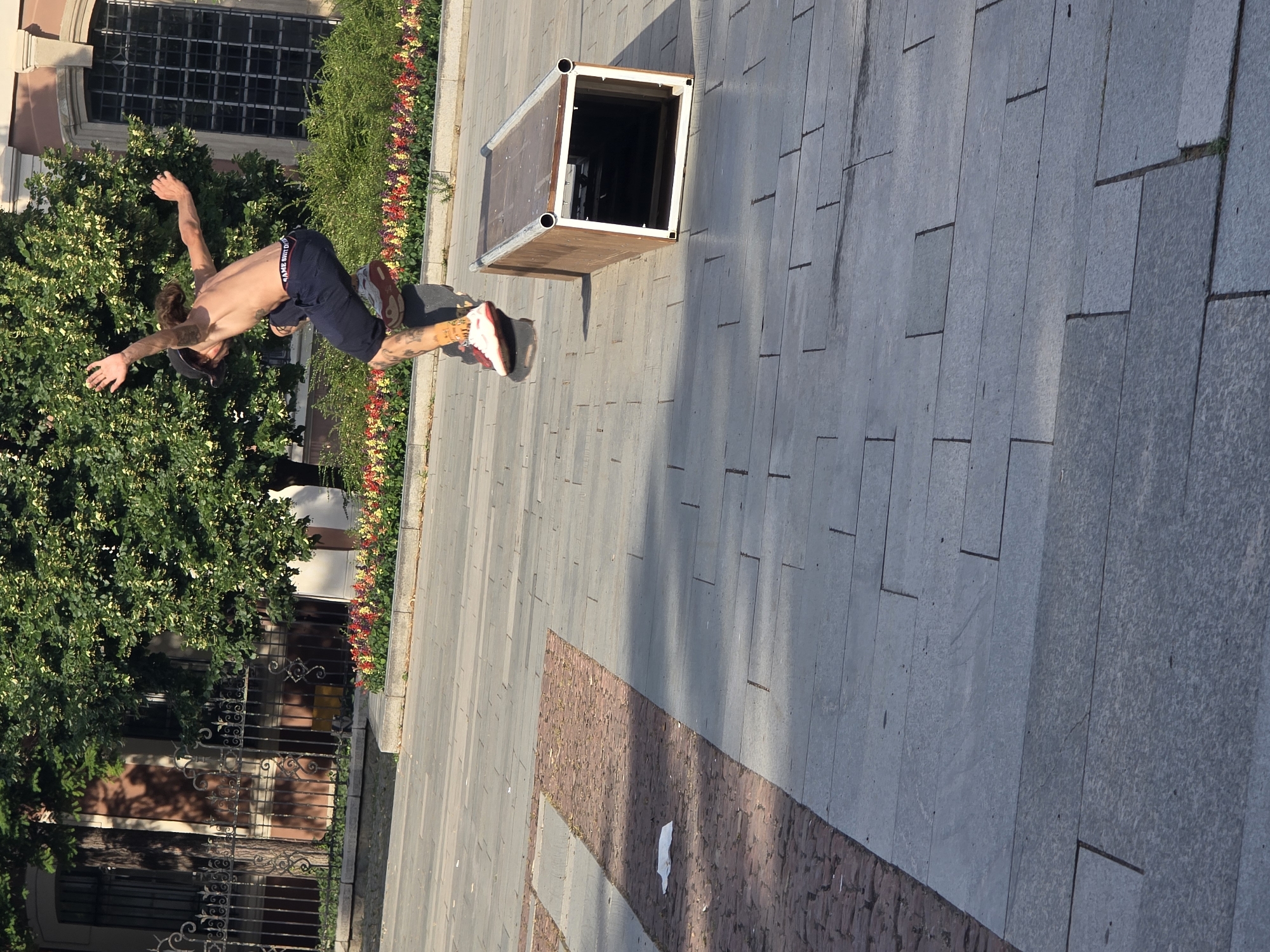 Skateboard trick and backflip in Plovdiv, June afternoon