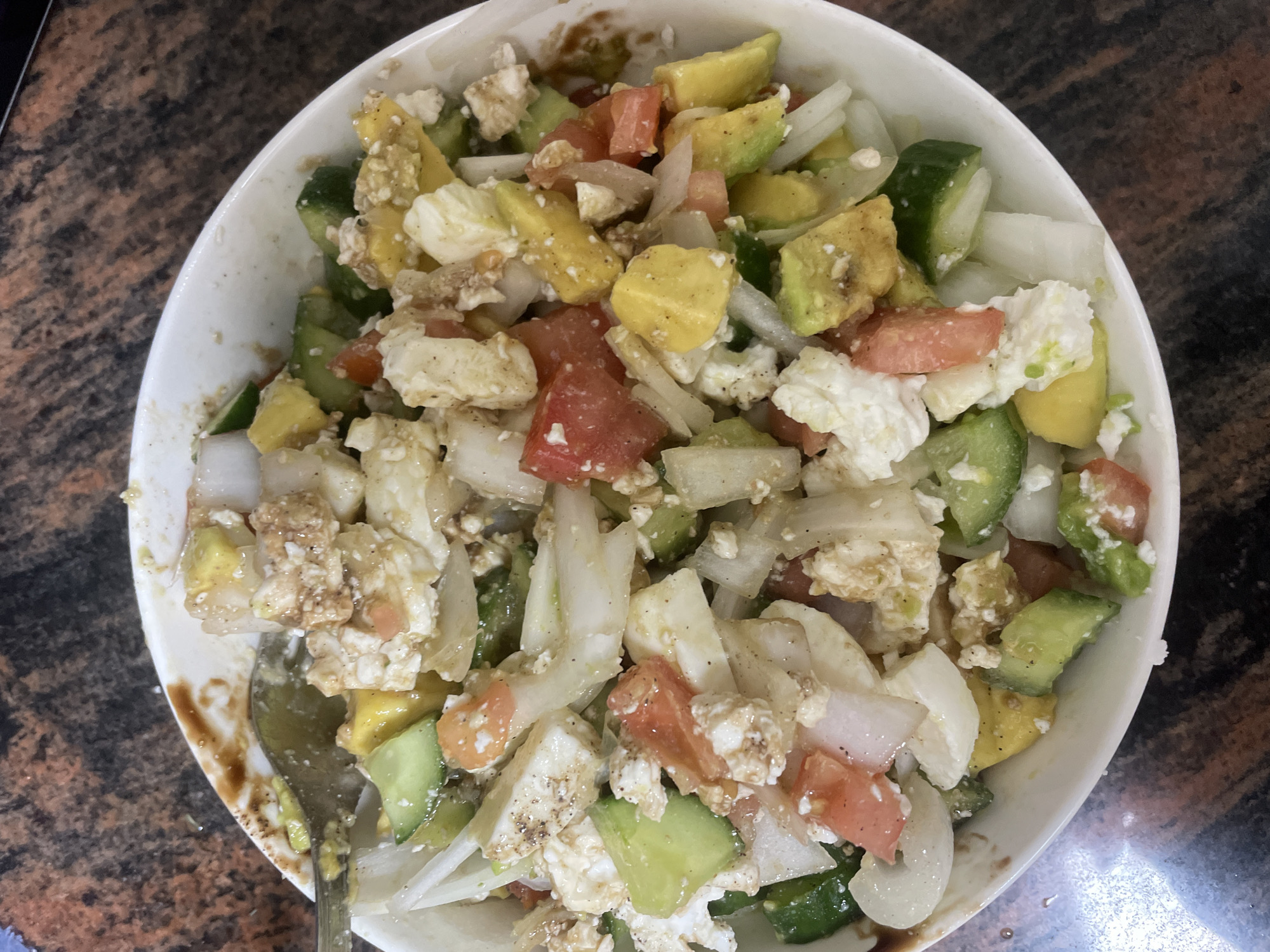Home salad preparation documented in Petah Tikva Friday evening