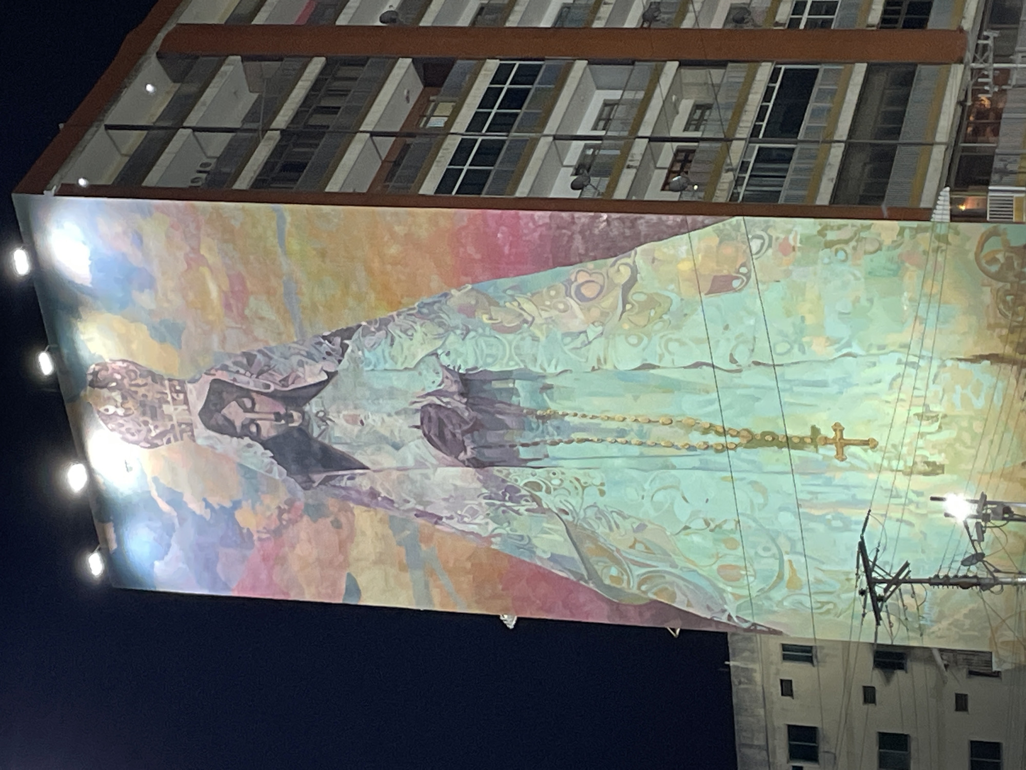 Nighttime religious landmarks documented in Puerto La Cruz, Venezuela