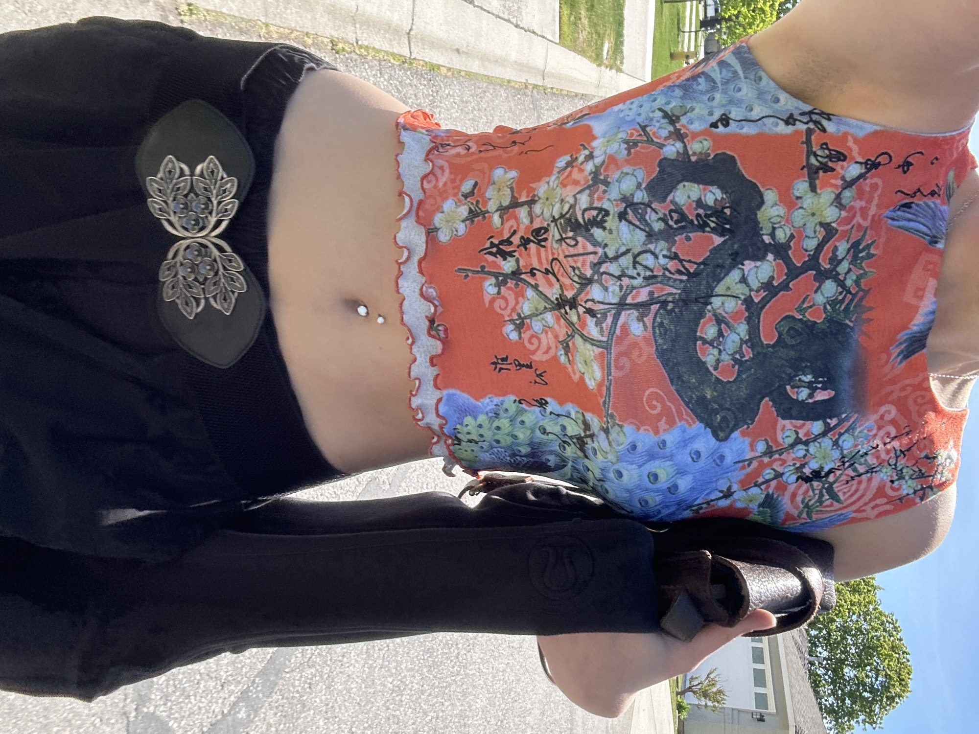 Person spotted outdoors in Kelowna wearing patterned tank top